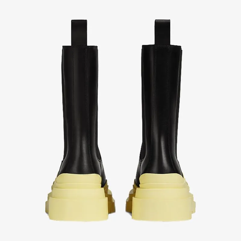 Black/Yellow Chelsea Boots