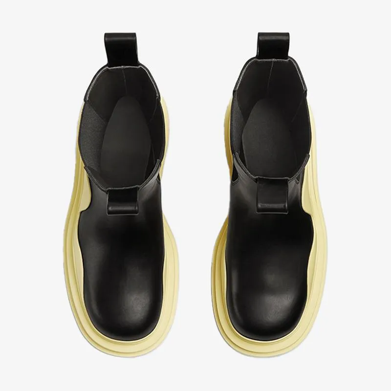 Black/Yellow Chelsea Boots