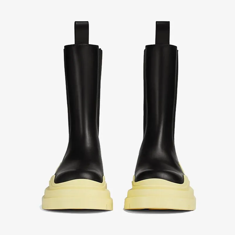 Black/Yellow Chelsea Boots