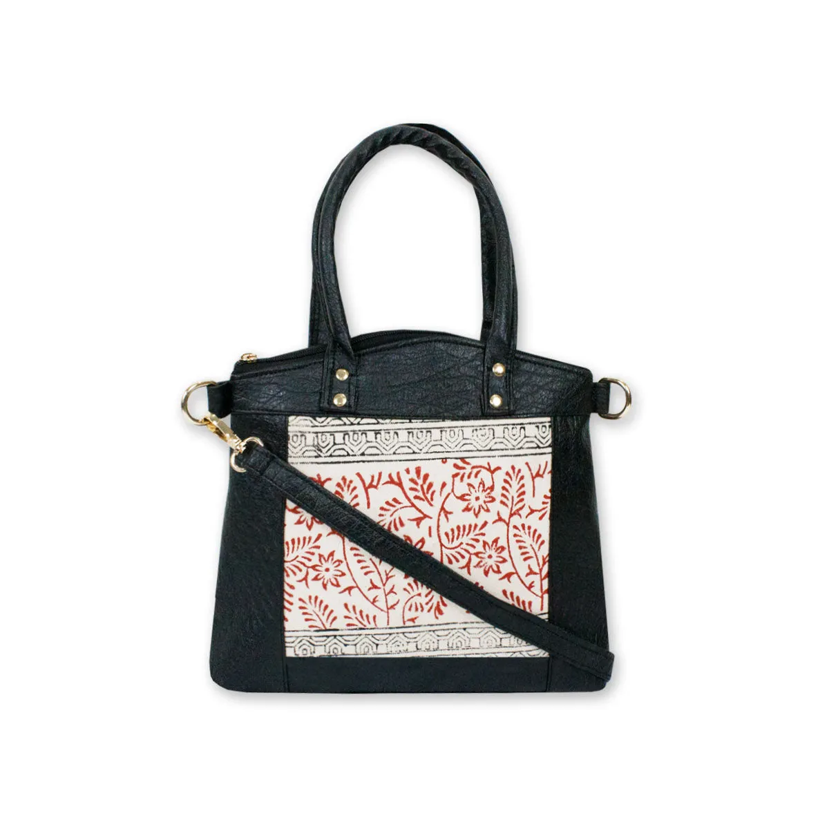 Block-Printed Garden Handbag with Sling