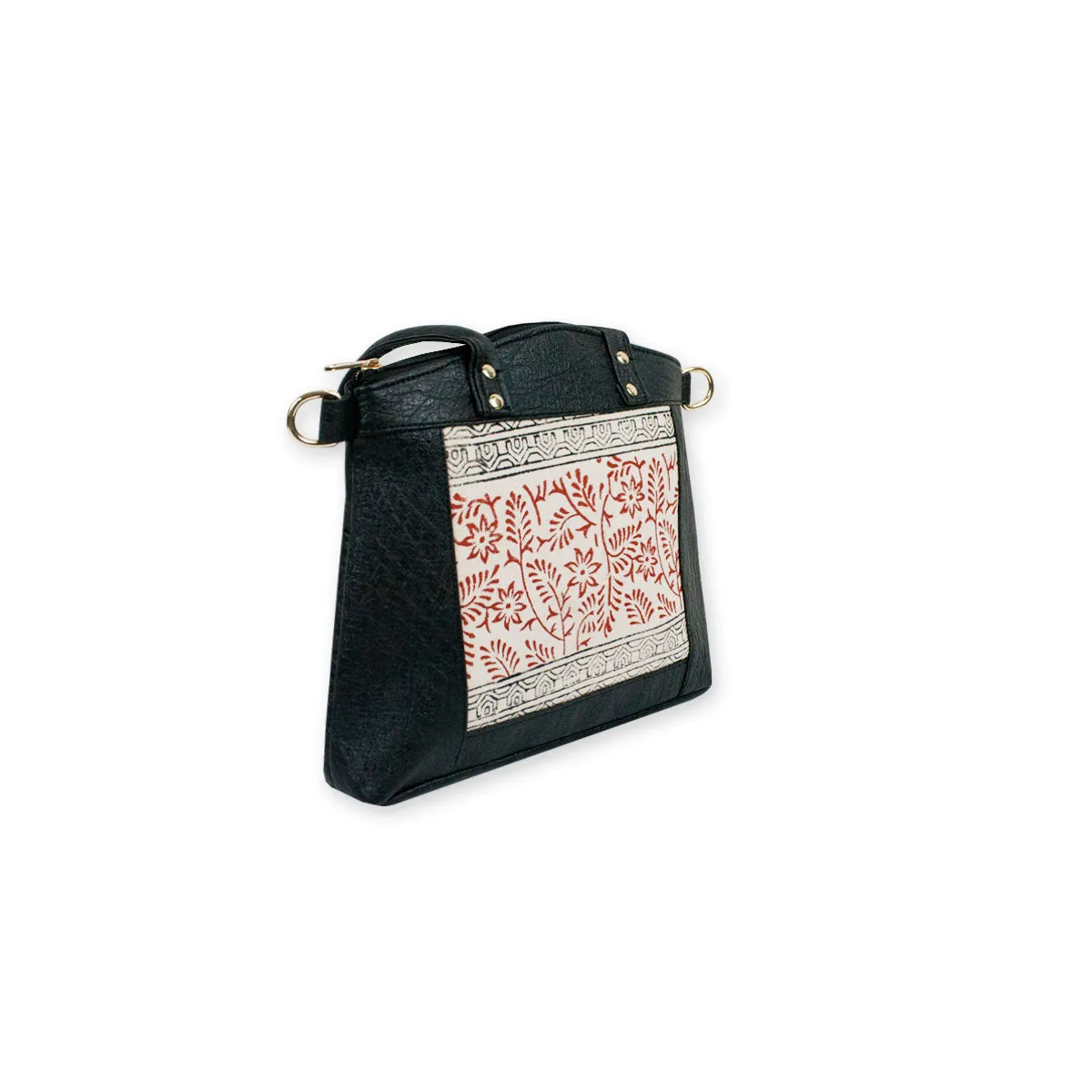 Block-Printed Garden Handbag with Sling