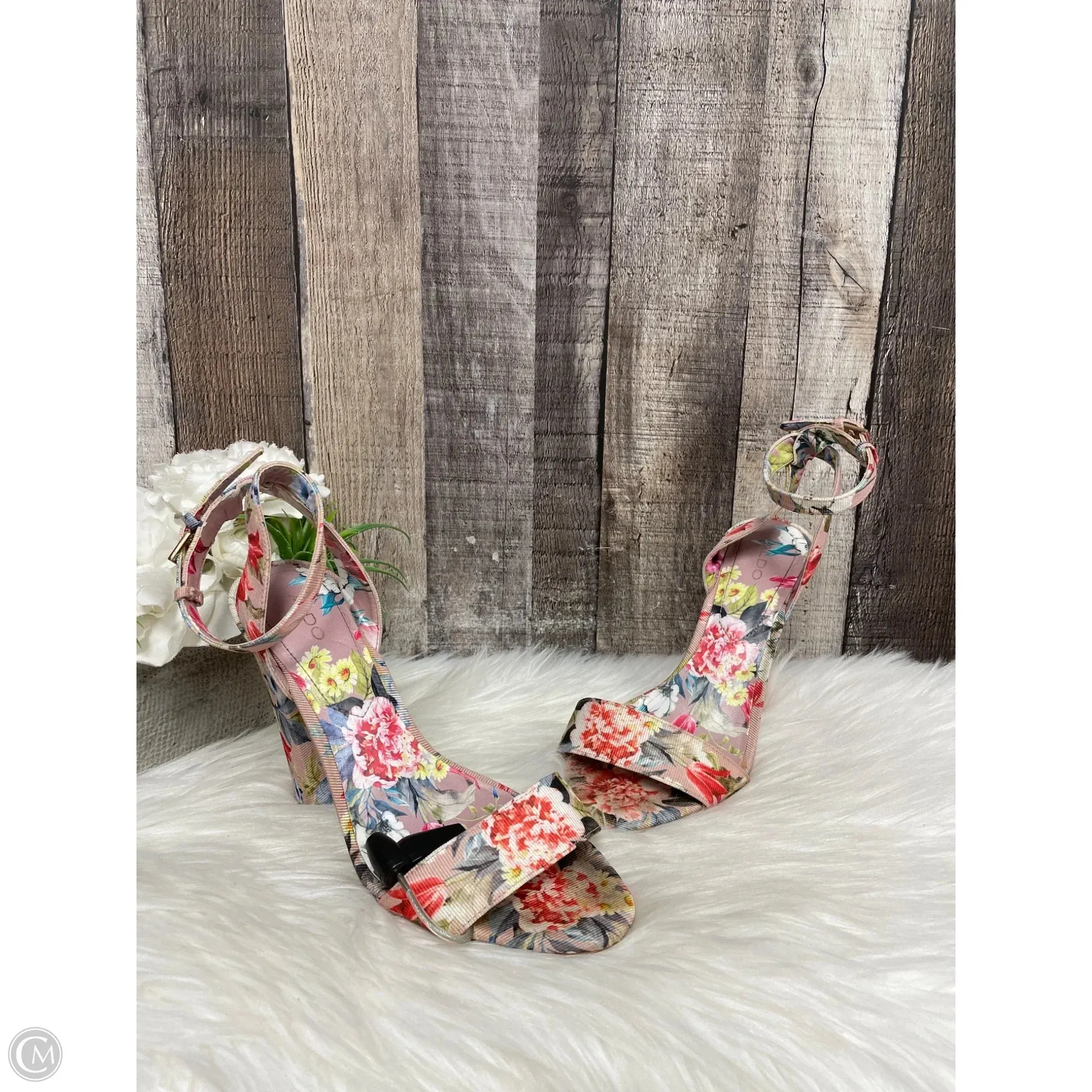 Chic Booties Shoes Heels Block By Alegria In Floral Print, Size: 7.5