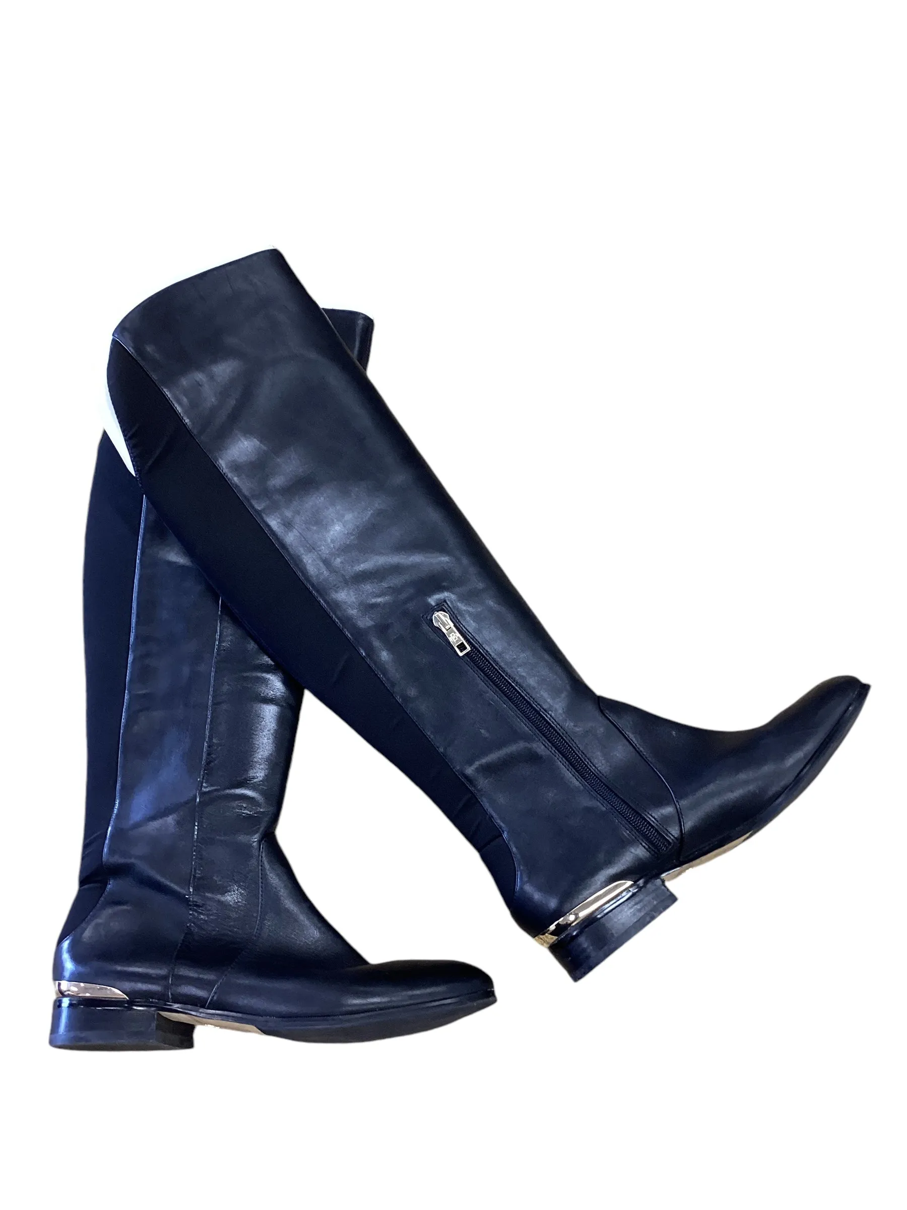 Boots Knee Flats By Ann Taylor In Black, Size: 9 Flattering Boots Seasonal Trend