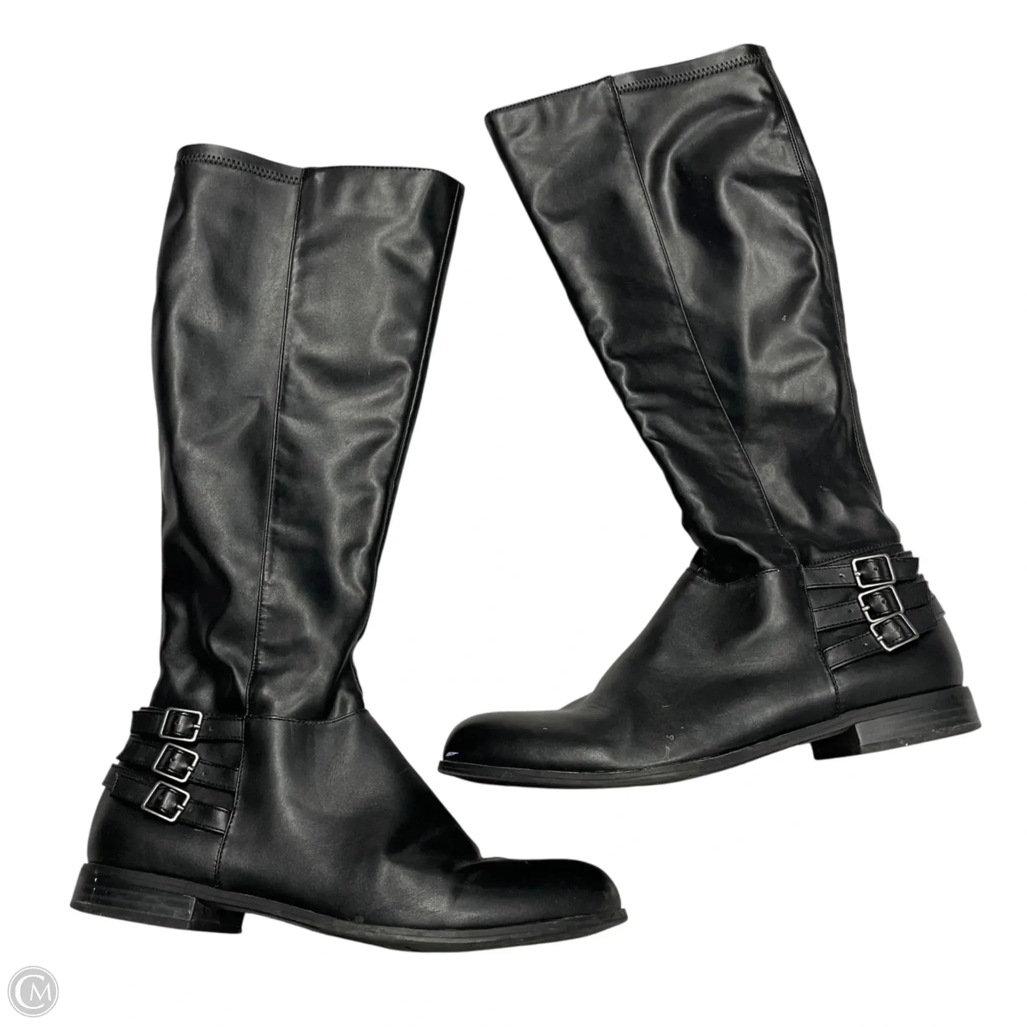 Boots Knee Flats By April In Black, Size: 8.5 Urban Ready Trendy Walk