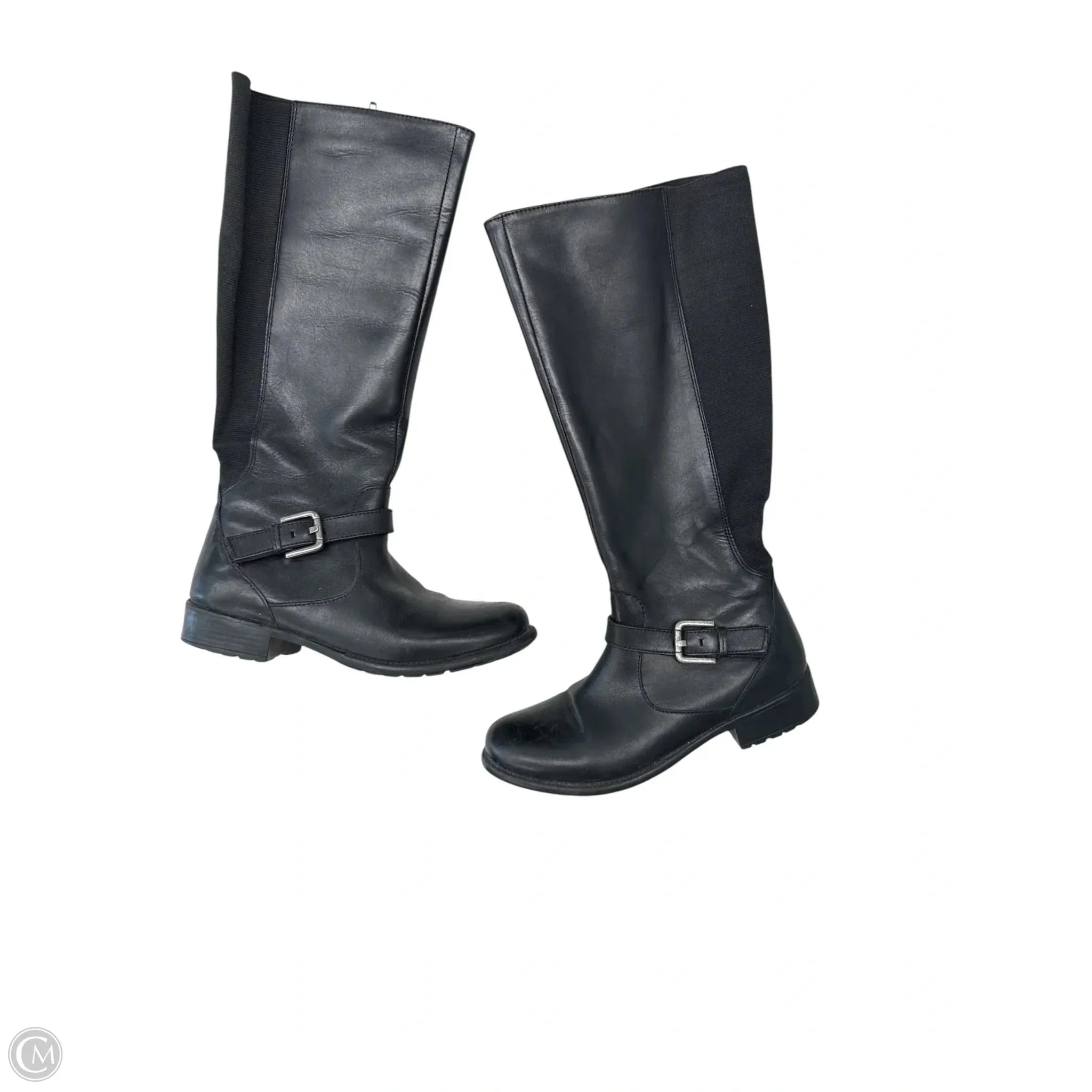 Warm Lining Unique Design Boots Knee Flats By Clarks In Black, Size: 6