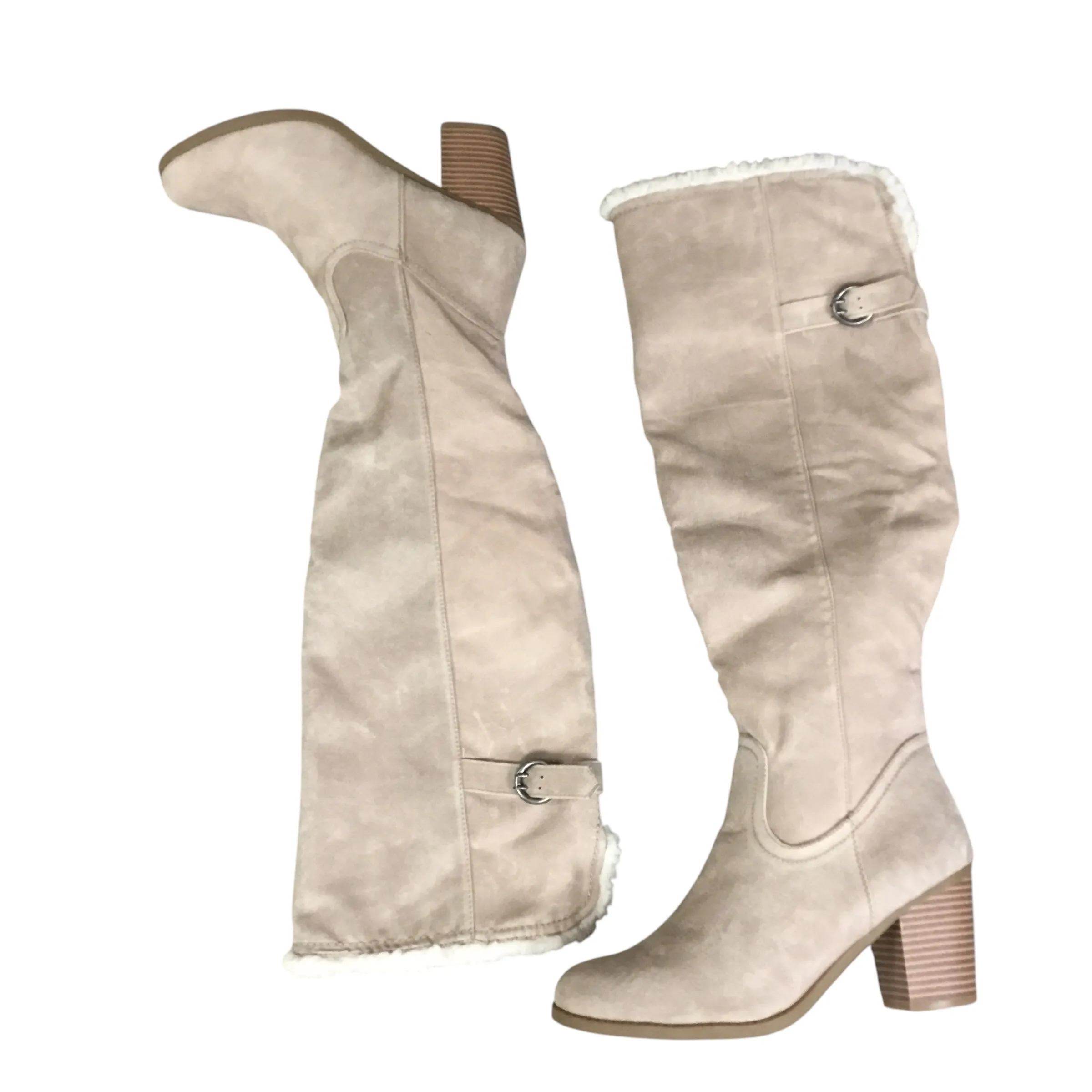 Extra Comfort Boots Knee Flats By Cmc In Beige, Size: 8.5