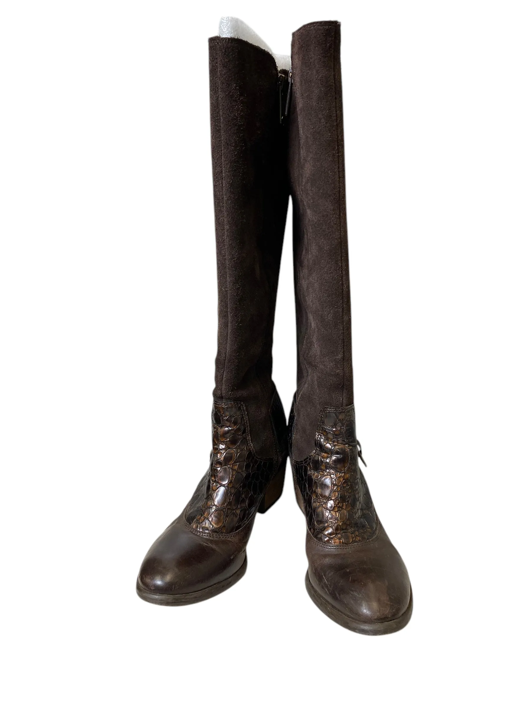 Boots Knee Flats By Donald Pliner In Brown, Size: 6 Hidden Zipper Flawless Fashion