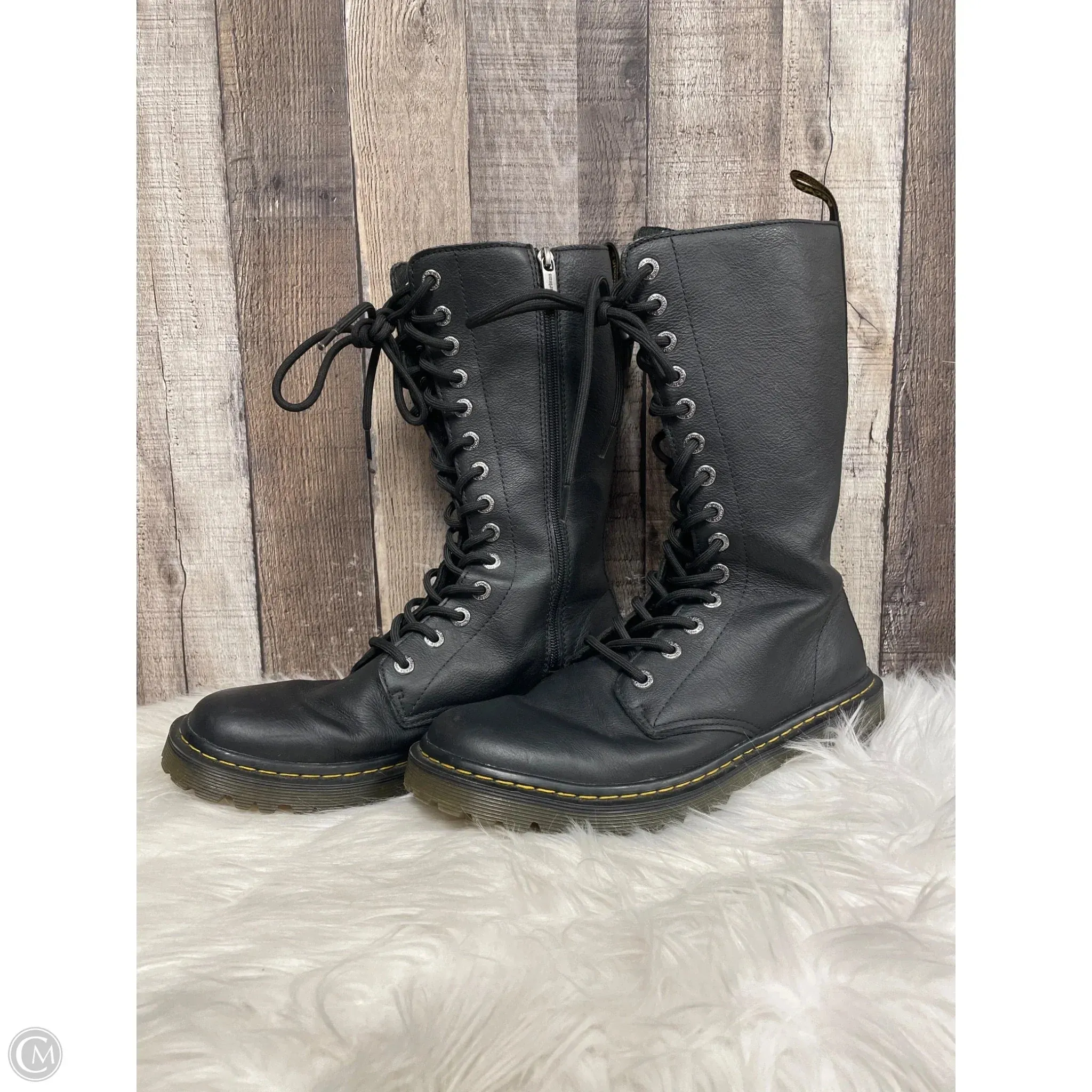 Edge Walking Boots Knee Flats By Dr Martens In Black, Size: 10
