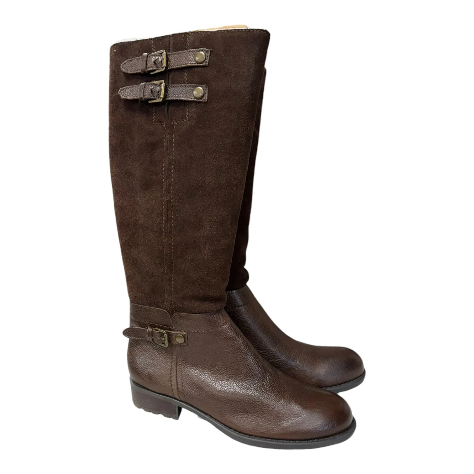 Flawless Fashion Boots Knee Flats By Franco Sarto In Brown, Size:9.5