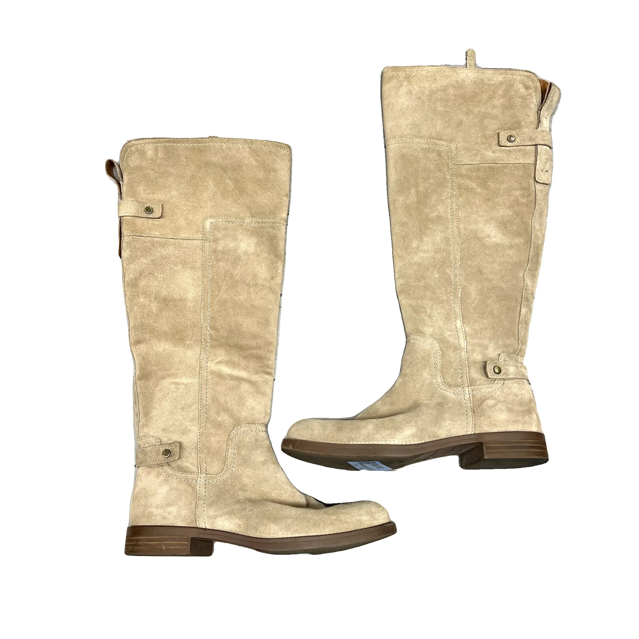 Boots Knee Flats By Franco Sarto In Tan, Size: 8 Adjustable Side Buckle