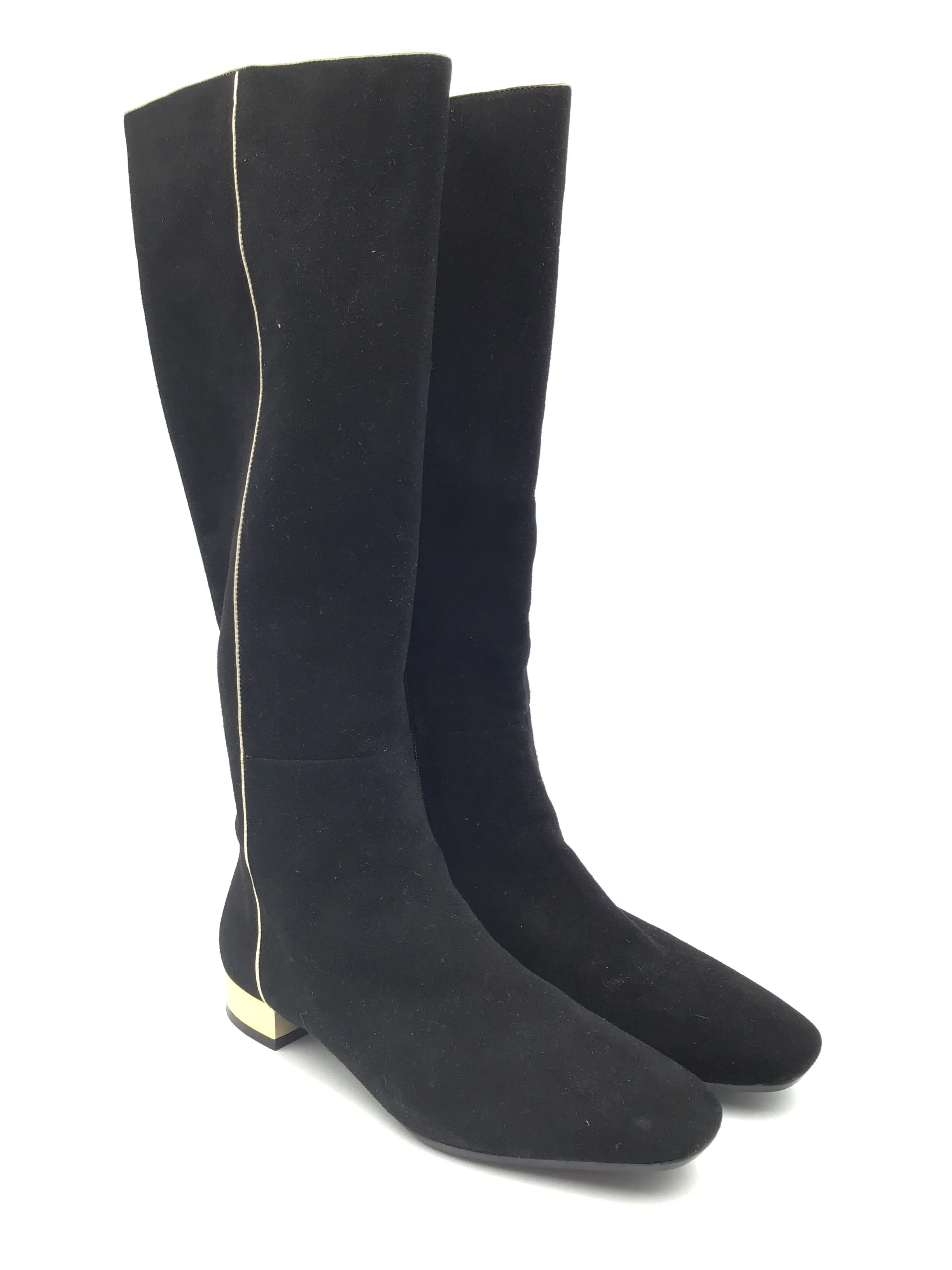 Cold Comfort Comfort Fit Boots Knee Flats By Isaac Mizrahi In Black & Gold, Size: 8