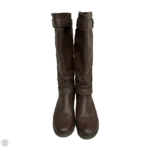 Boots Knee Flats By Nicole In Brown, Size: 8 Stretch Fabric Iconic Walk