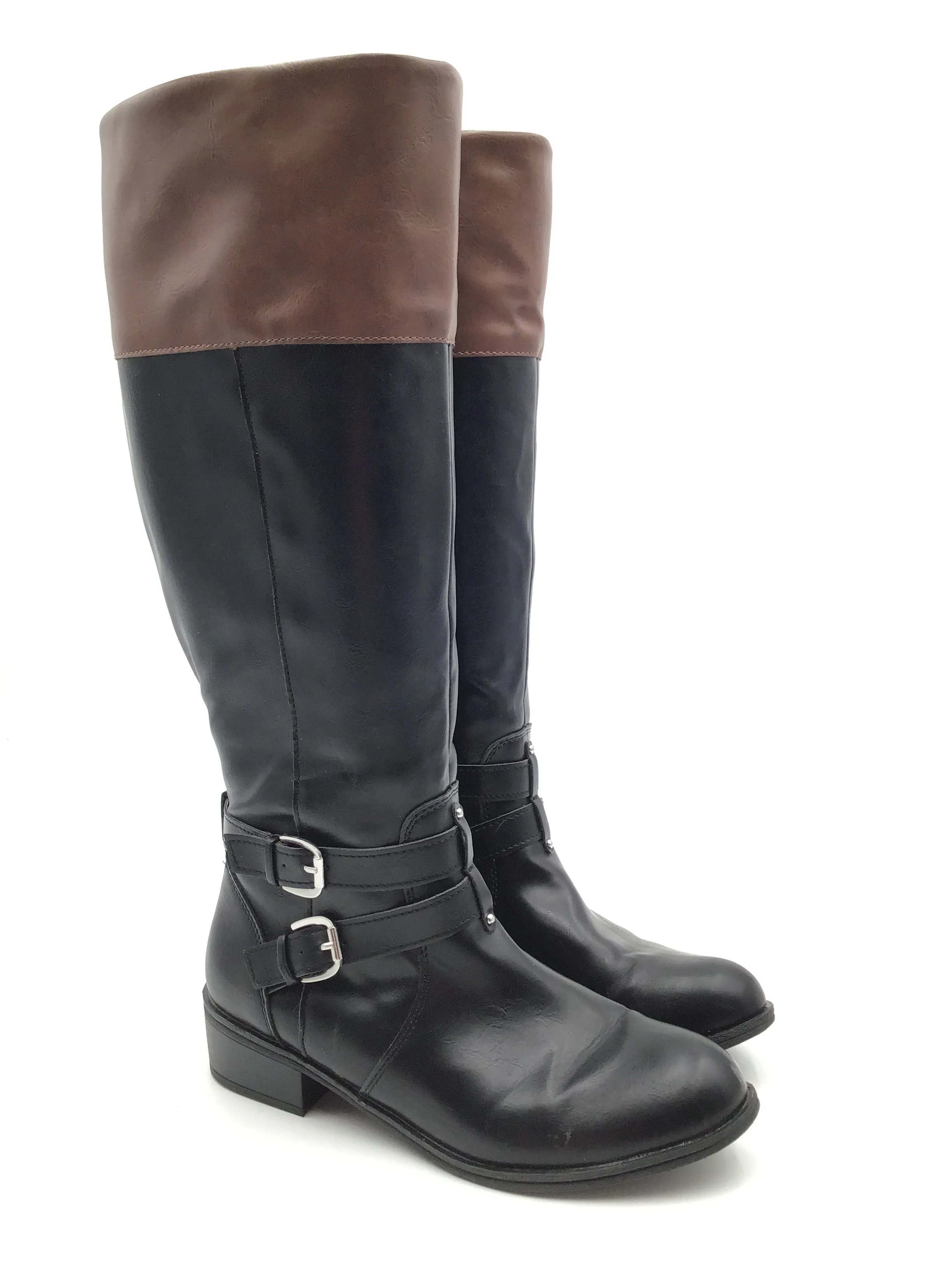Layer Chic Outdoor Chic Boots Knee Flats By White Mountain In Black & Brown, Size: 8.5