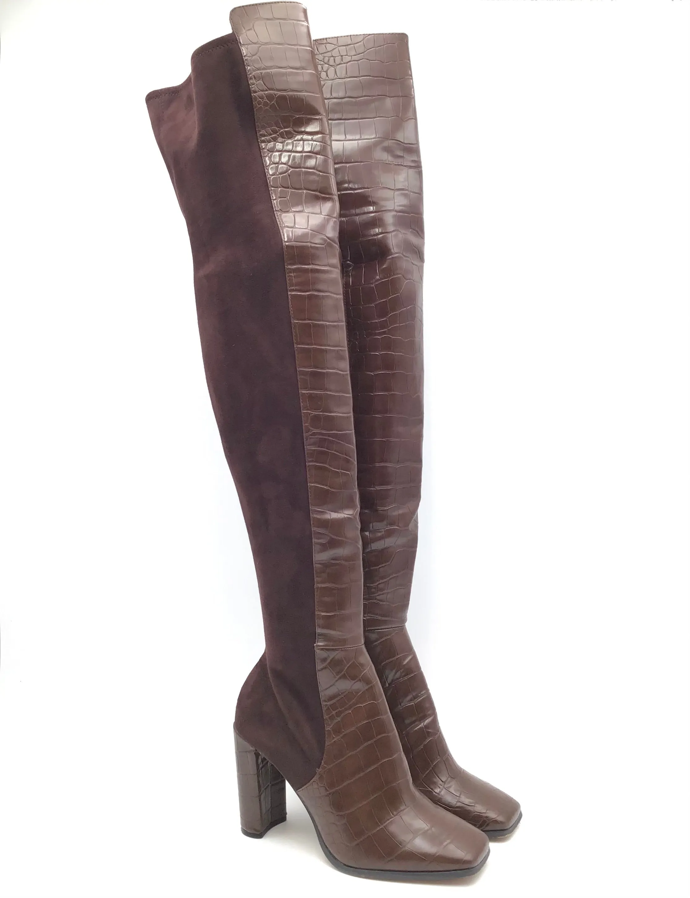 Easy Walk Boots Knee Heels By Aldo In Brown, Size: 8