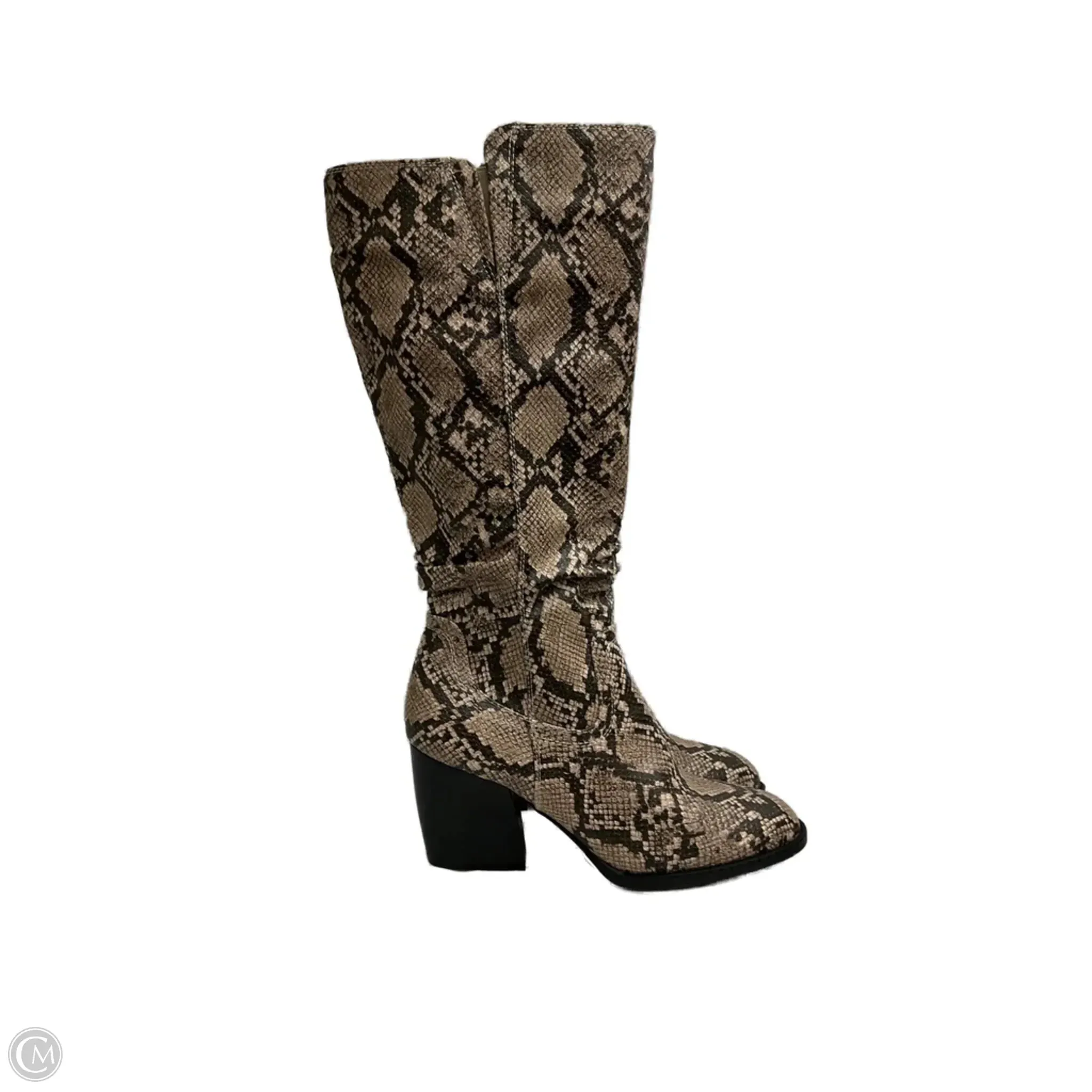 Effortless Walk All-day Comfort Boots Knee Heels By Bare Traps In Snakeskin Print, Size: 8