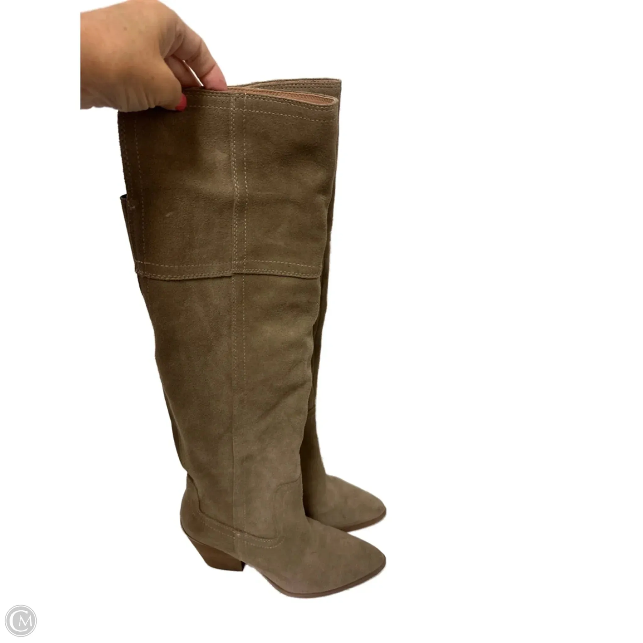 Holiday Outfit Cozy Feel Boots Knee Heels By Blondo In Tan, Size: 8