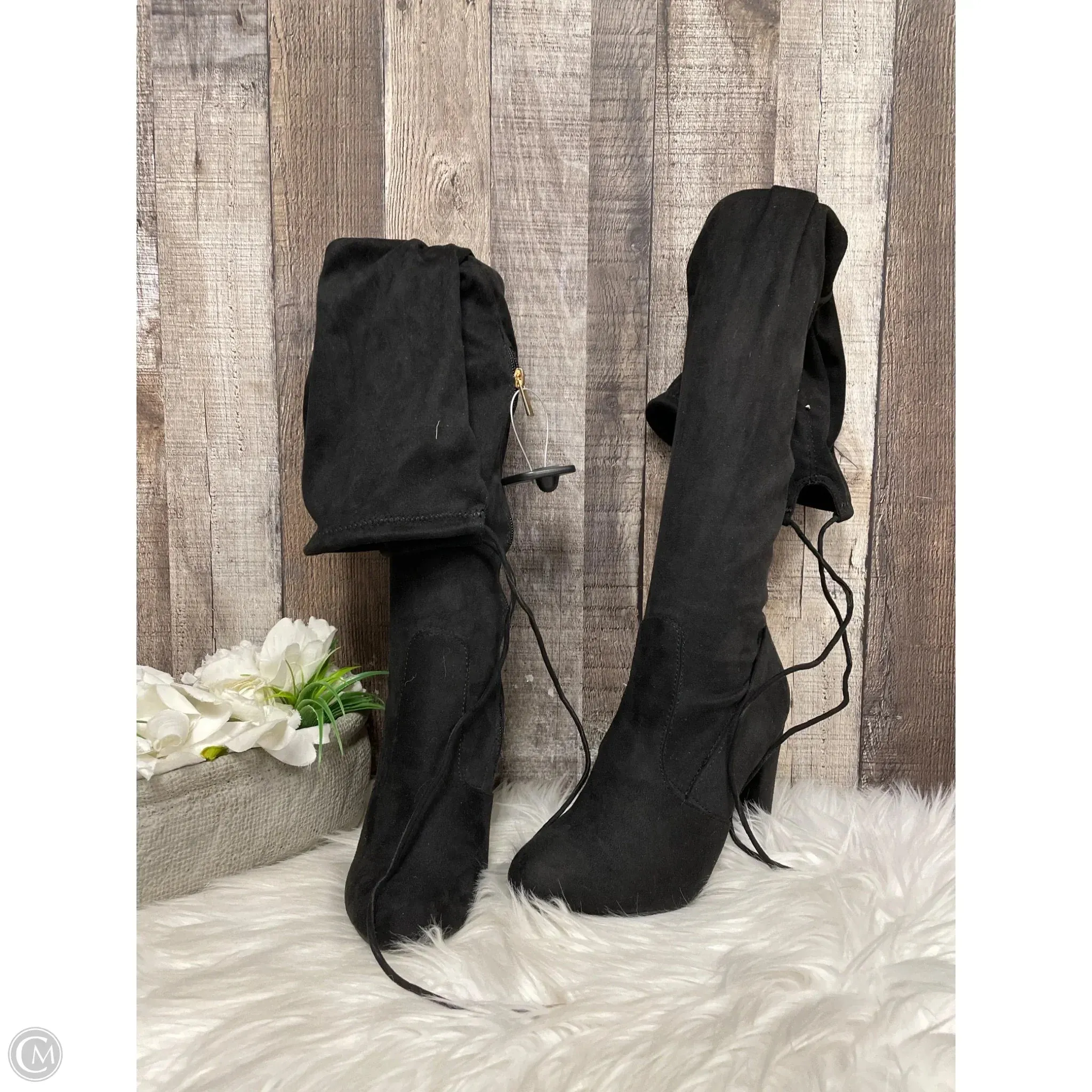 Strut Ready Boots Knee Heels By Charming Charlie In Black, Size: 7