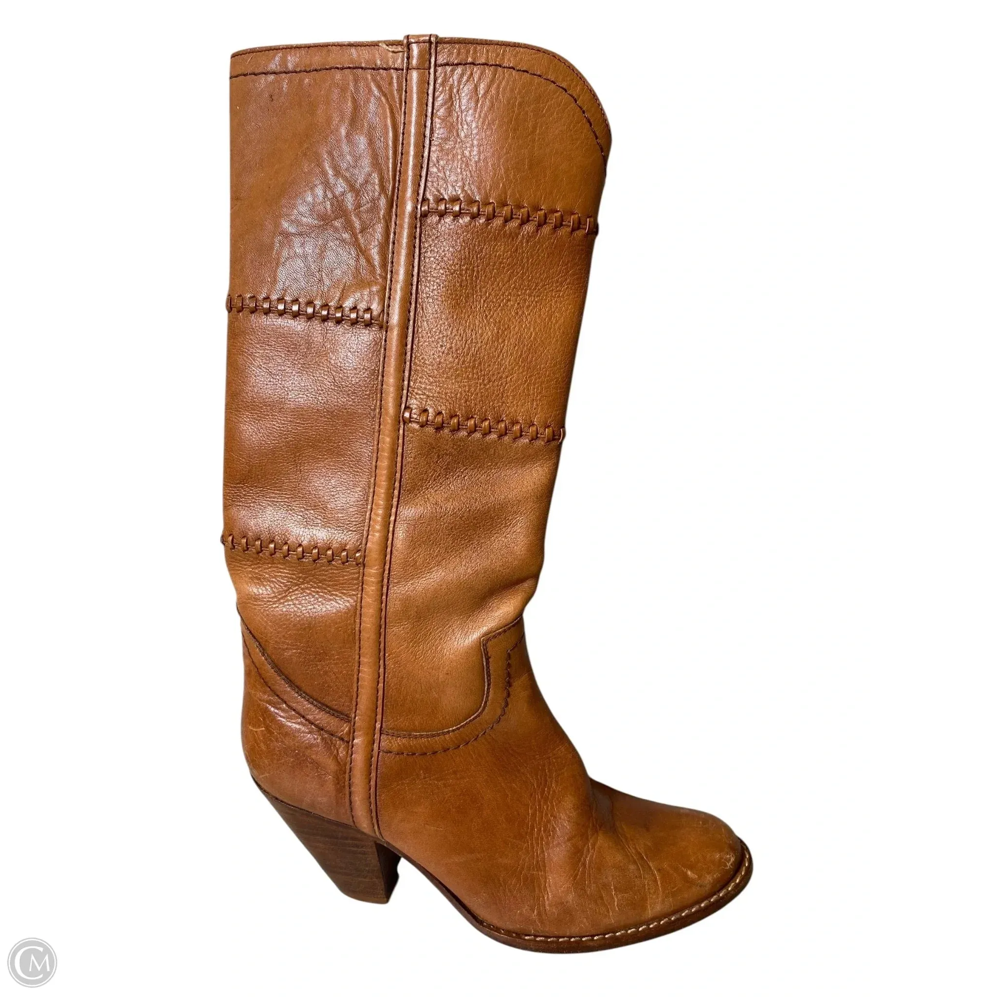 Trendy Fashion All Day Boots Knee Heels By Circle S In Brown, Size: 9