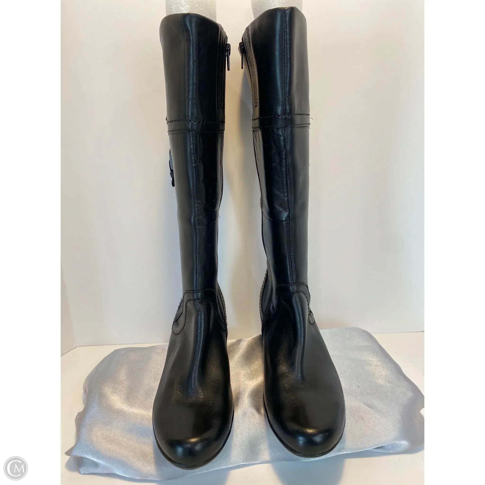 Chic Ready Boots Knee Heels By Clark??s in Black, : Size 8.5 W