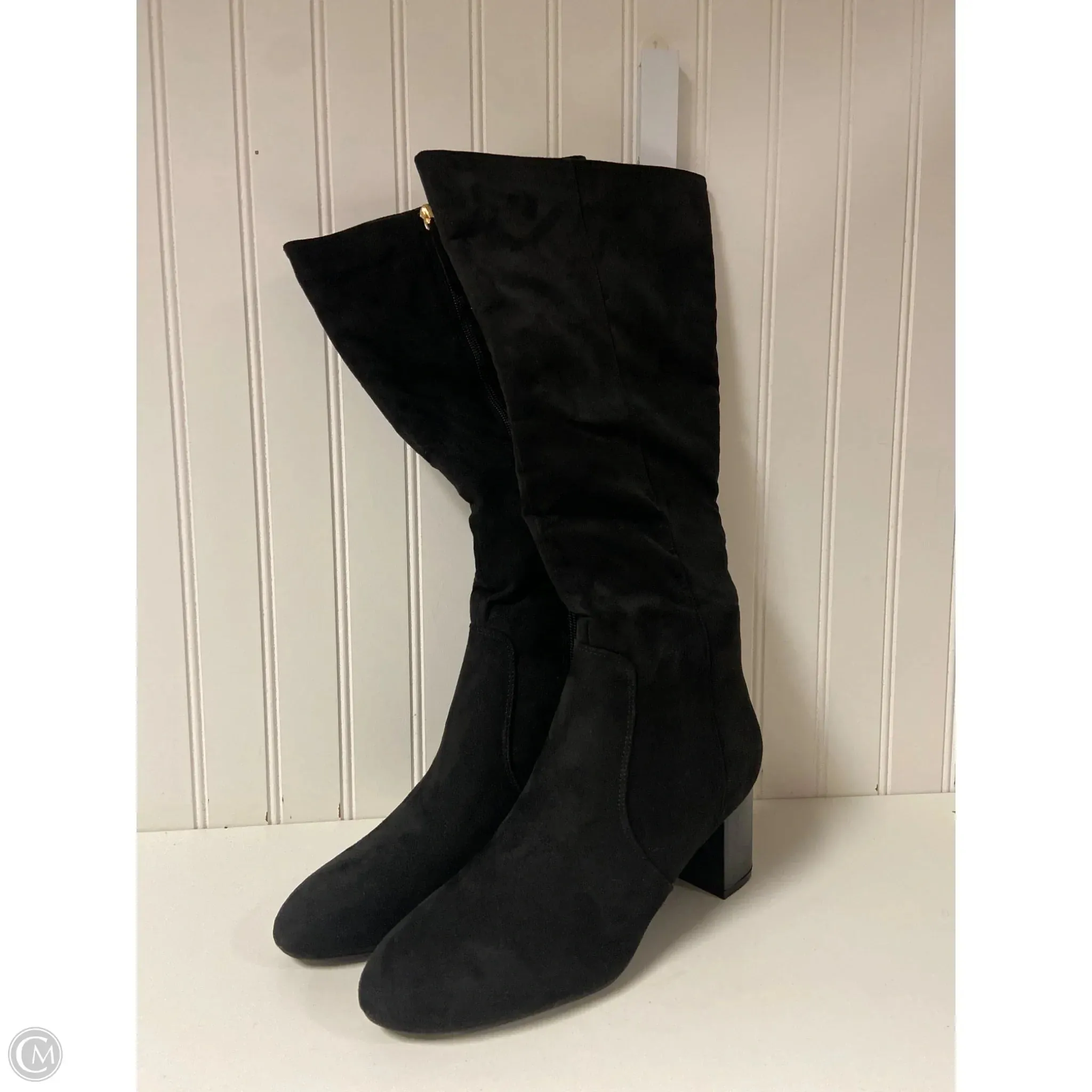 Modern Style Boots Knee Heels By Clothes Mentor In Black, Size: 10
