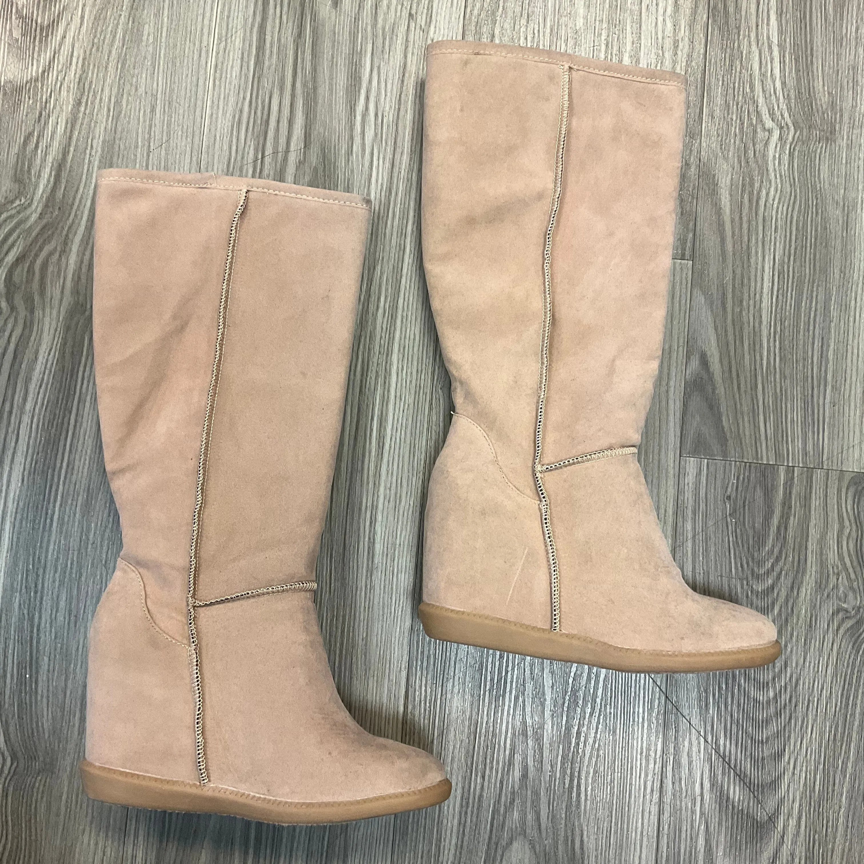 Boots Knee Heels By Clothes Mentor In Tan, Size: 6.5 Flawless Fashion Plush Interior