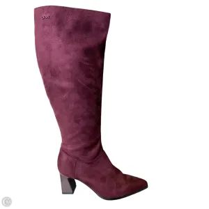 Boots Knee Heels By Dkny In Maroon, Size: 6.5 All-Year Wear