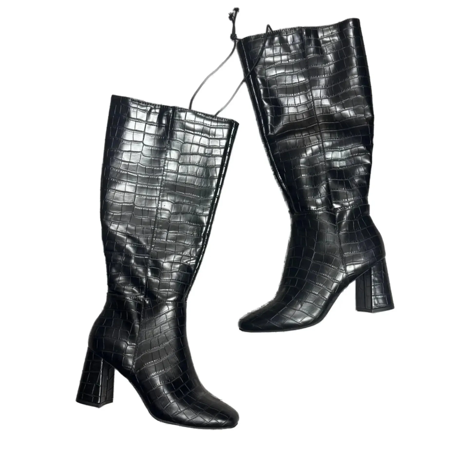 Street Ready Look Seasonal Style Boost Boots Knee Heels By Forever 21 In Black, Size: 7