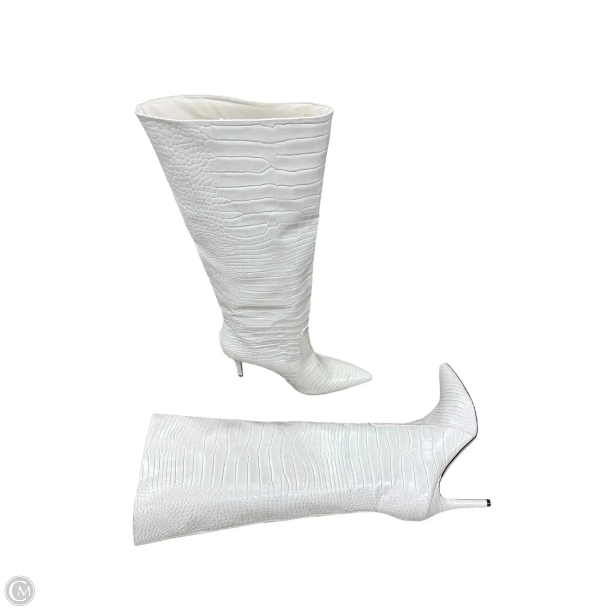 Boots Knee Heels By Forever 21 In White, Size: 10 Perfect Pair Cold Walk Look