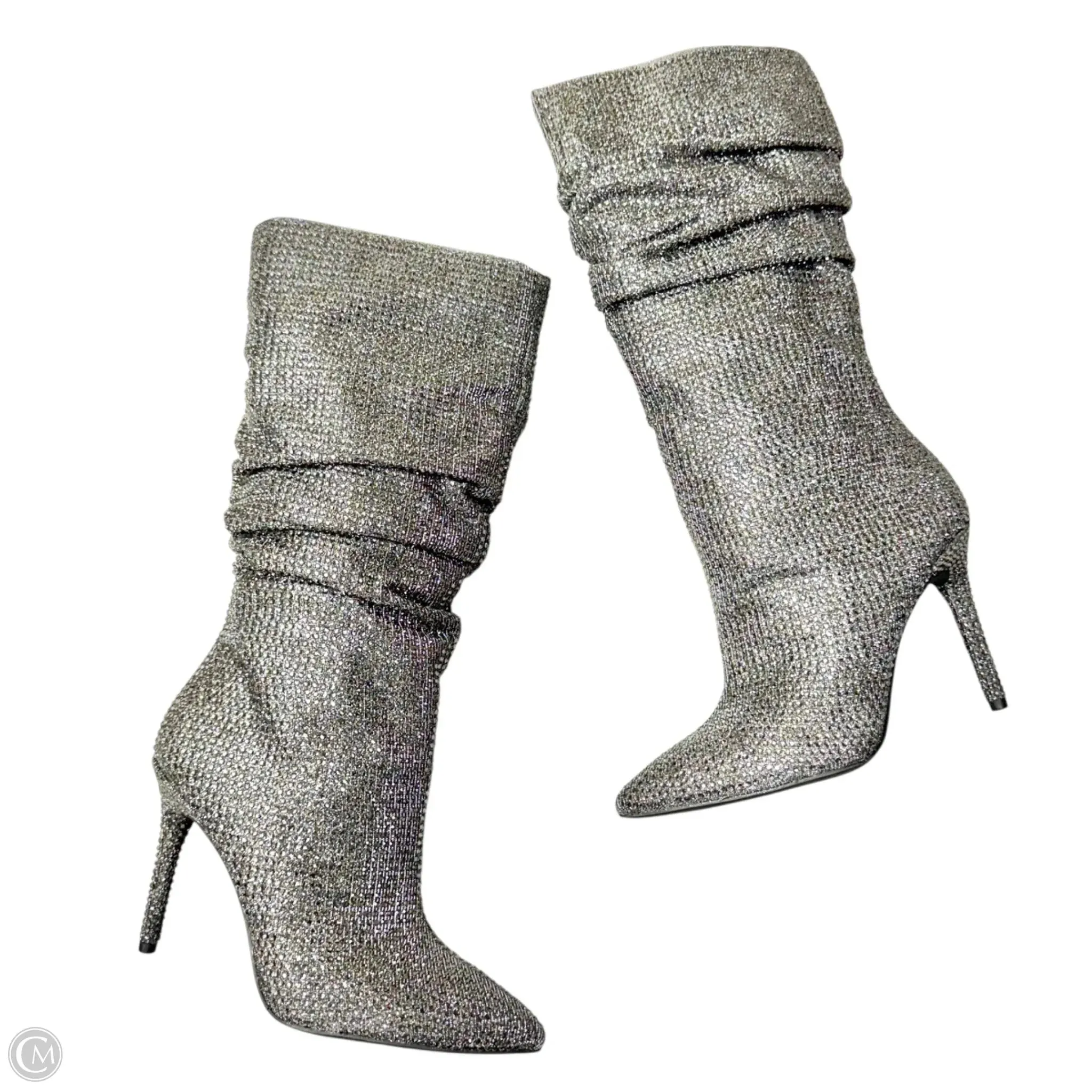 Cozy and Comfortable Soft Interior Boots Knee Heels By Jessica Simpson In Silver, Size: 8.5