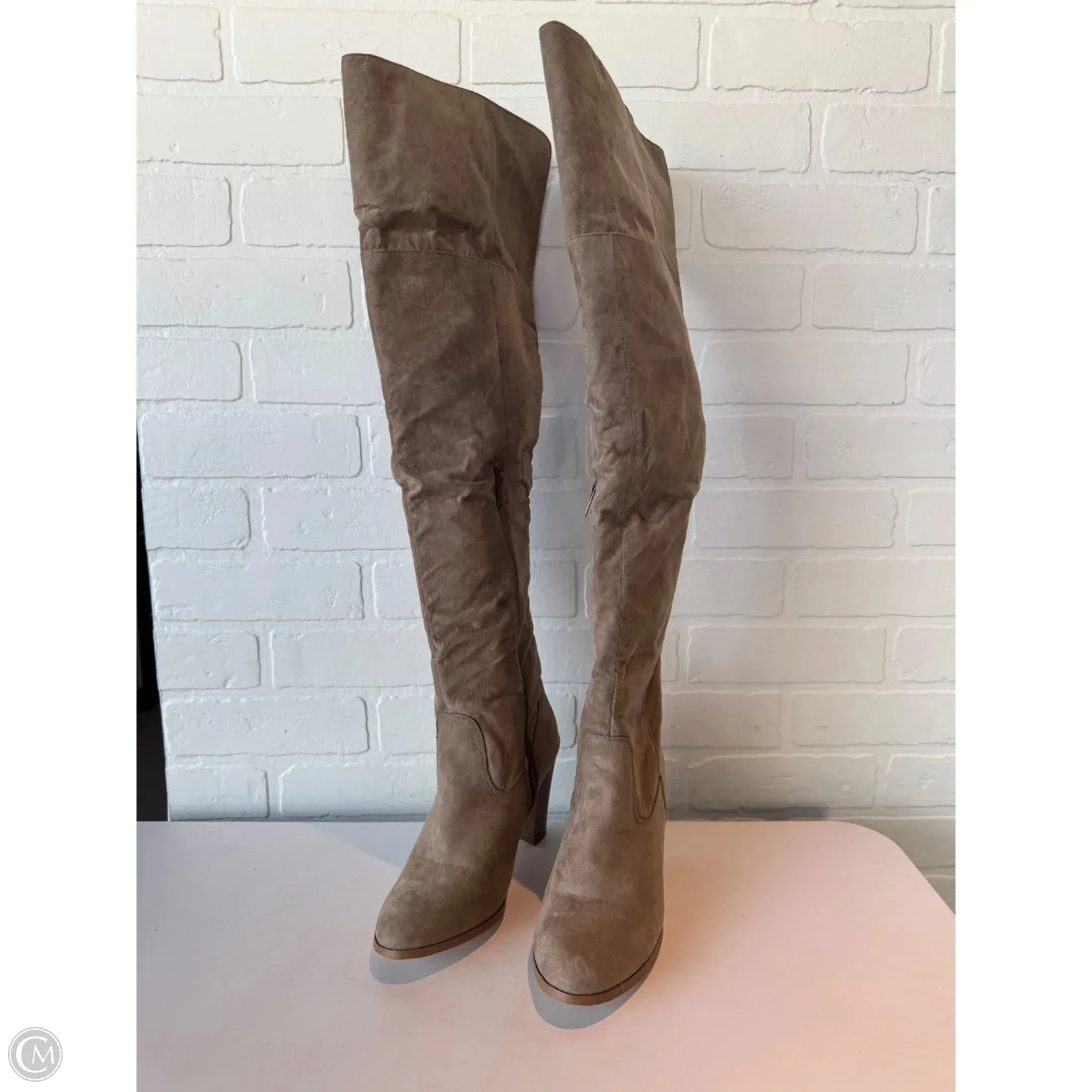 Everyday Walk Timeless Winter Style Boots Knee Heels By Just Fab In Tan, Size: 8