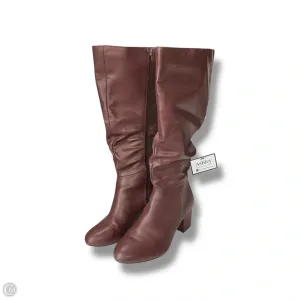High Fashion Boots Knee Heels By Lane Bryant In Maroon, Size: 10