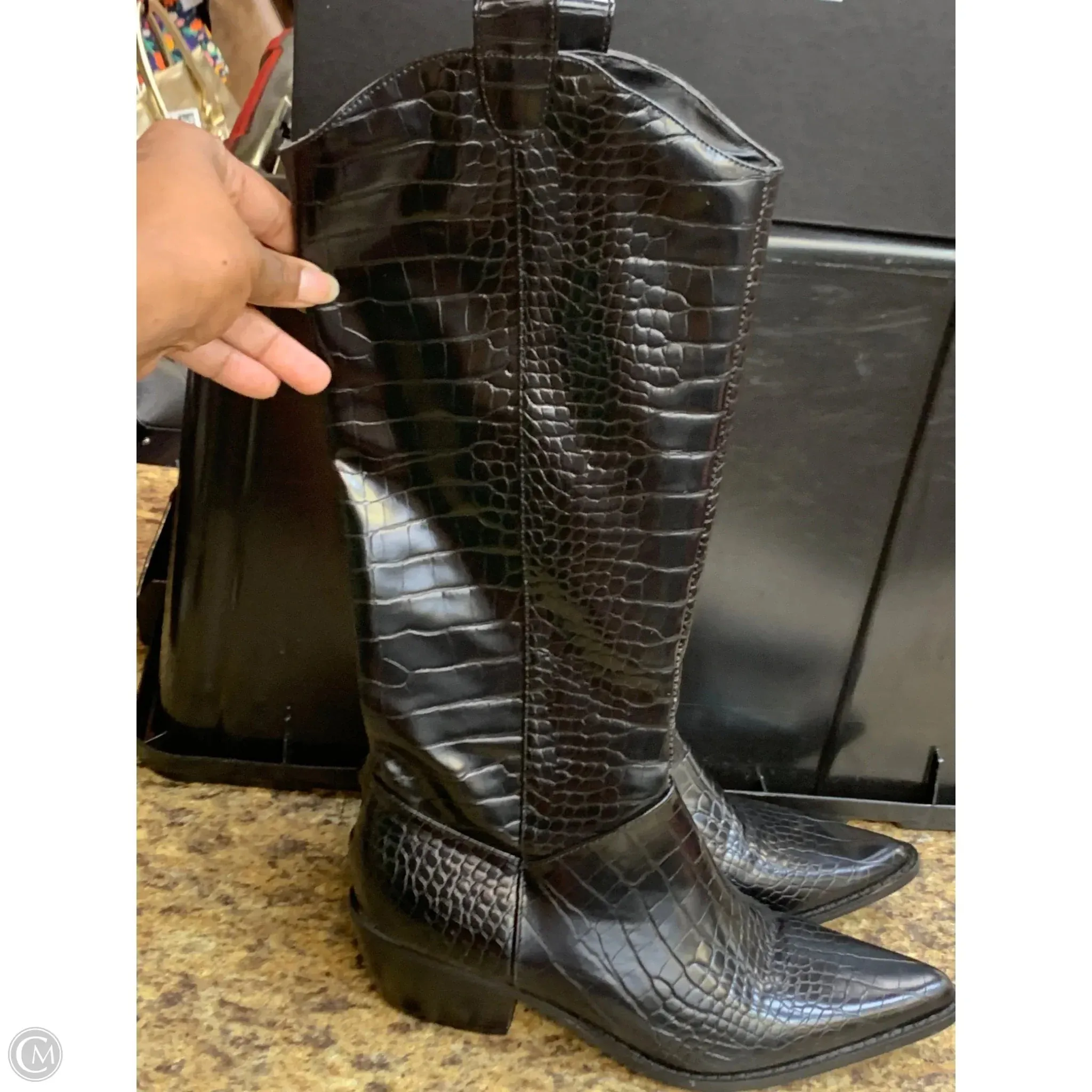 Cozy Chic Fashion Statement Boots Boots Knee Heels By Nasty Gal In Black, Size: 7
