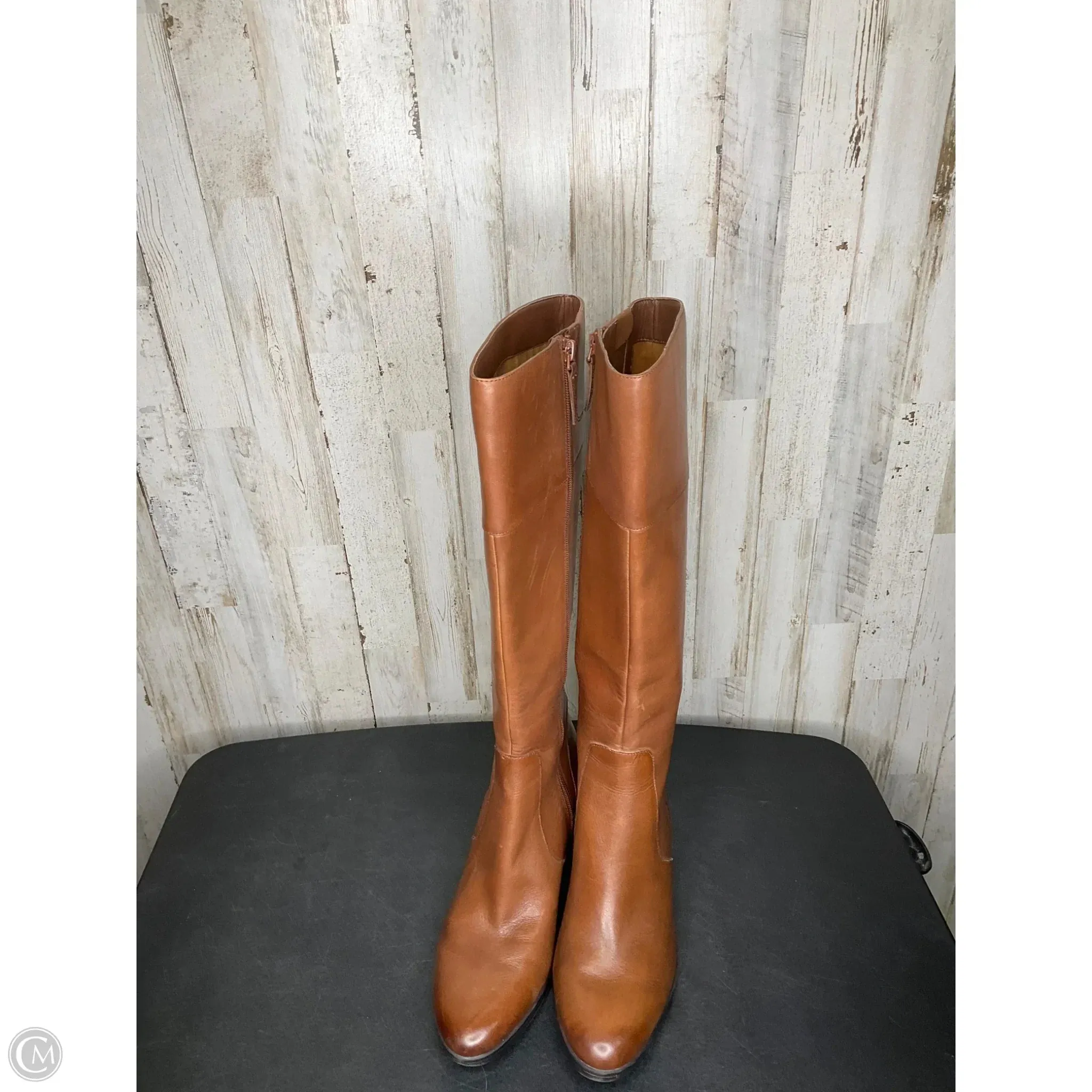 City Walk Style Cozy Glam Boots Knee Heels By Naturalizer In Brown, Size: 9