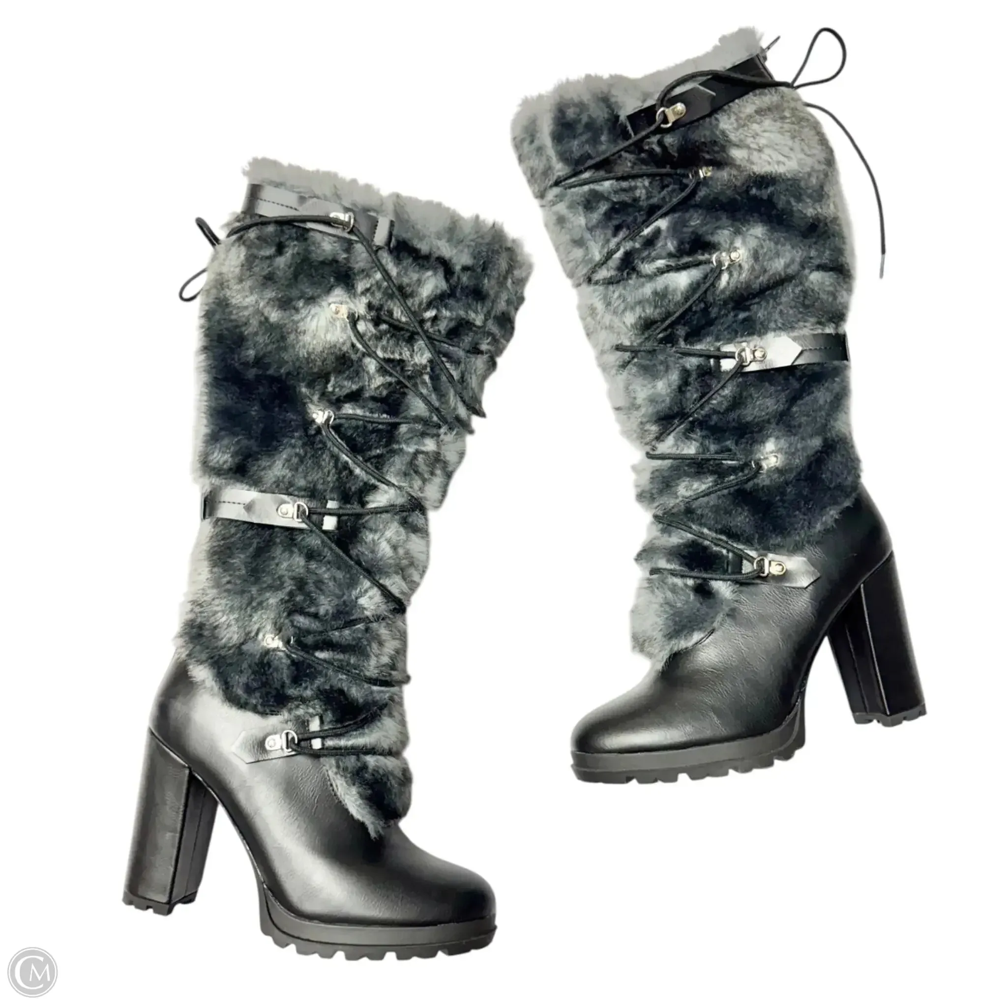Chic Style Outdoor Style Boots Knee Heels By Shoedazzle In Black, Size: 9.5