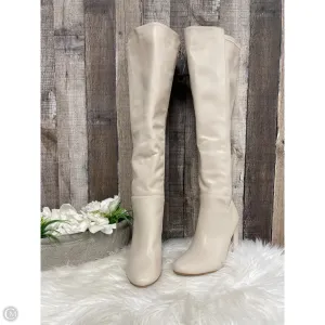 Boots Knee Heels By Top Moda In Cream, Size: 6.5 Comfort in Fashion