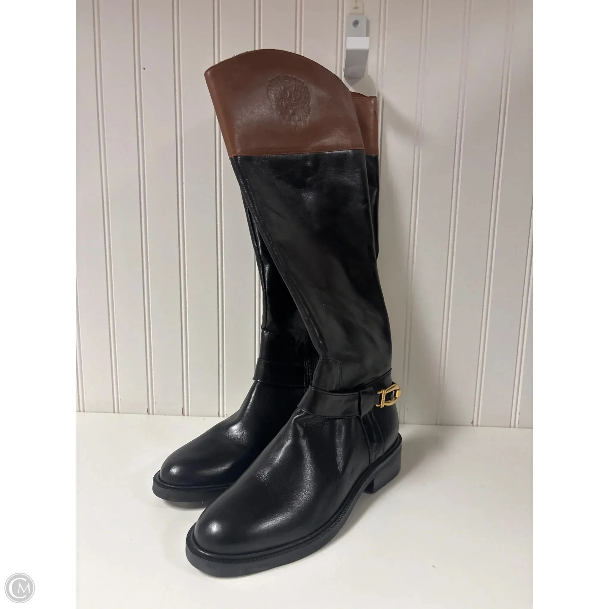 Boots Knee Heels By Vince Camuto In Black & Brown, Size: 7.5 Go-To Boots Statement Look