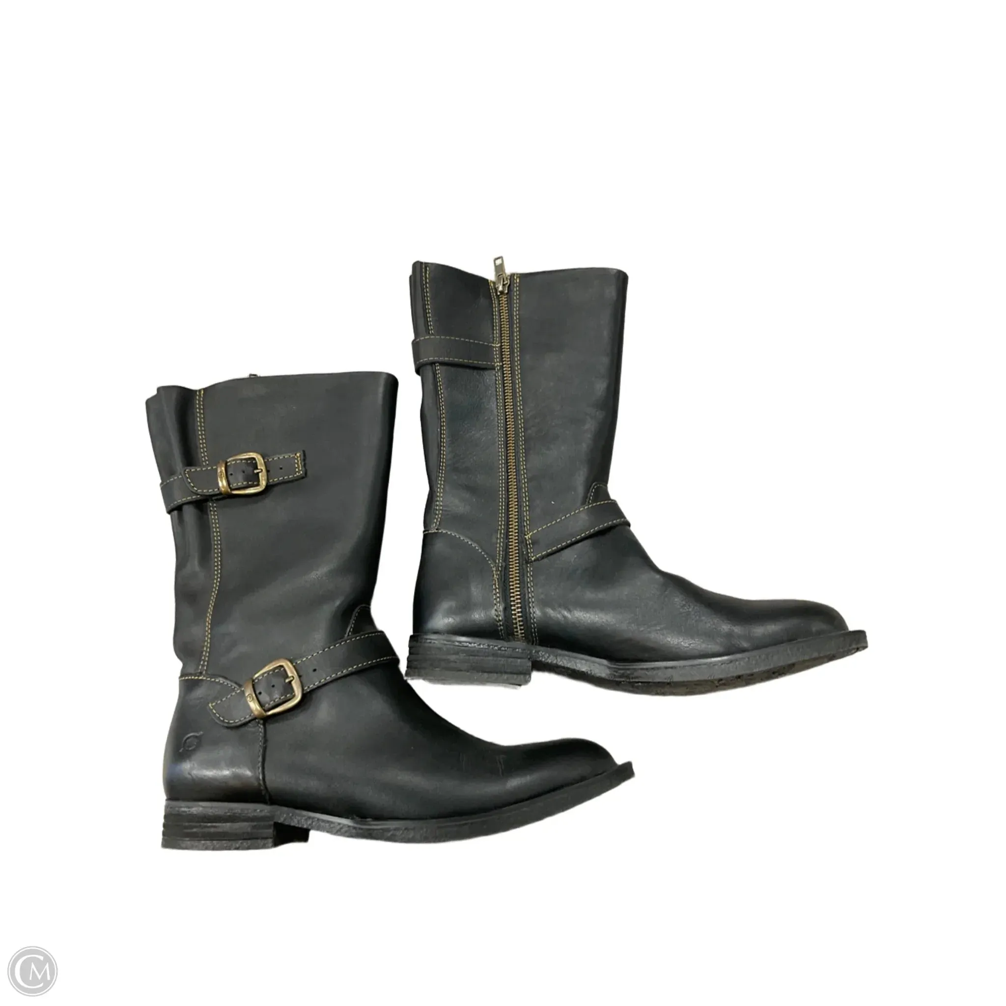 Boots Mid-calf Flats By Born In Black, Size: 8.5 High Heel waterproof