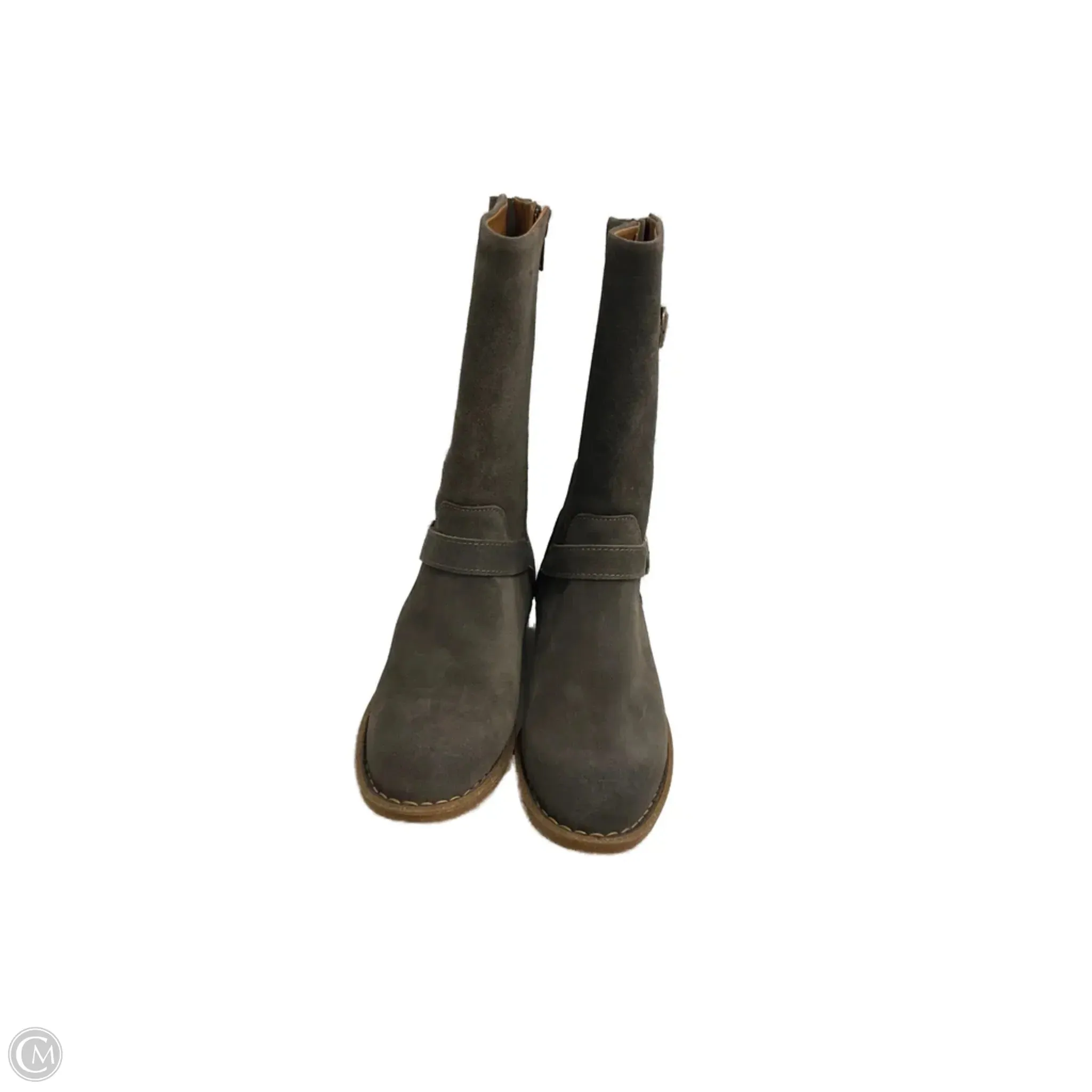 Boots Mid-calf Flats By Born In Grey, Size: 7.5 Winter Ready Polished Style