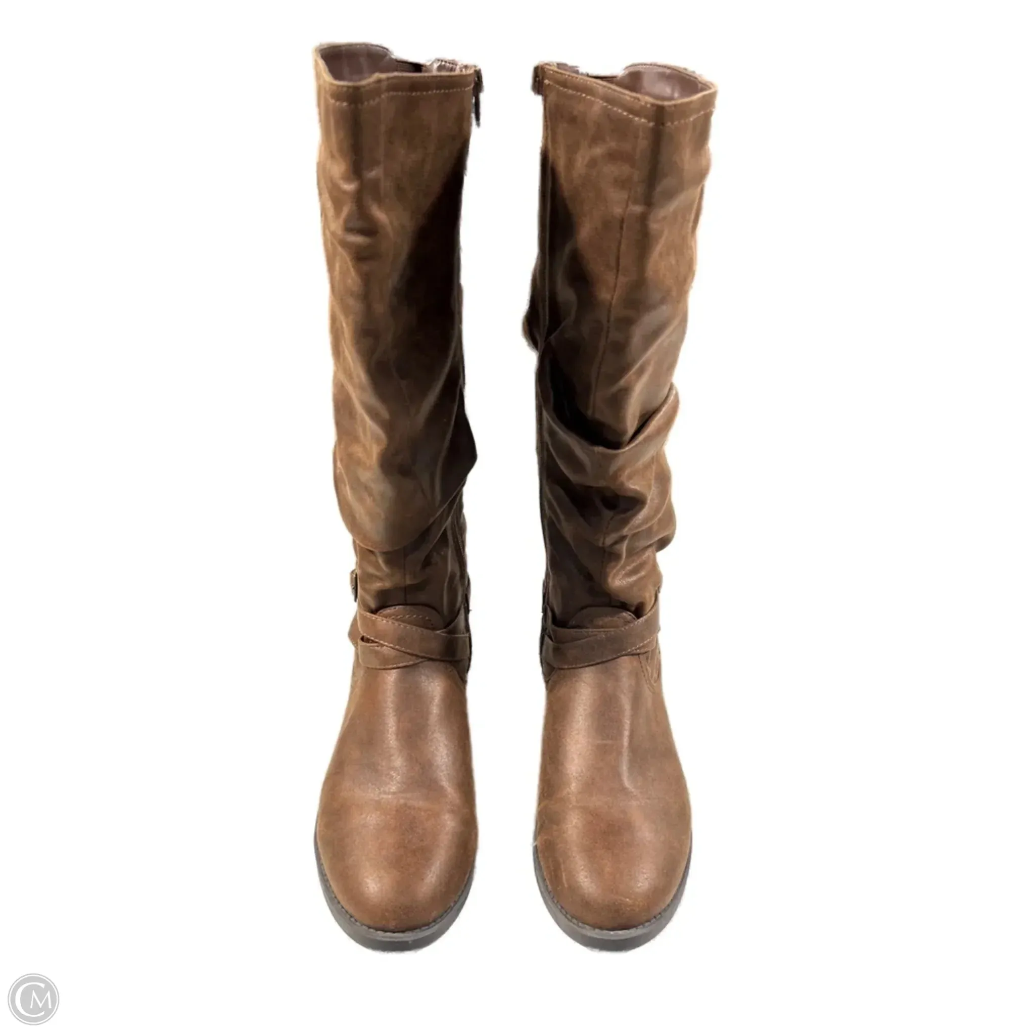On Foot Travel-friendly Boots Mid-calf Flats By Cmb In Brown, Size: 10