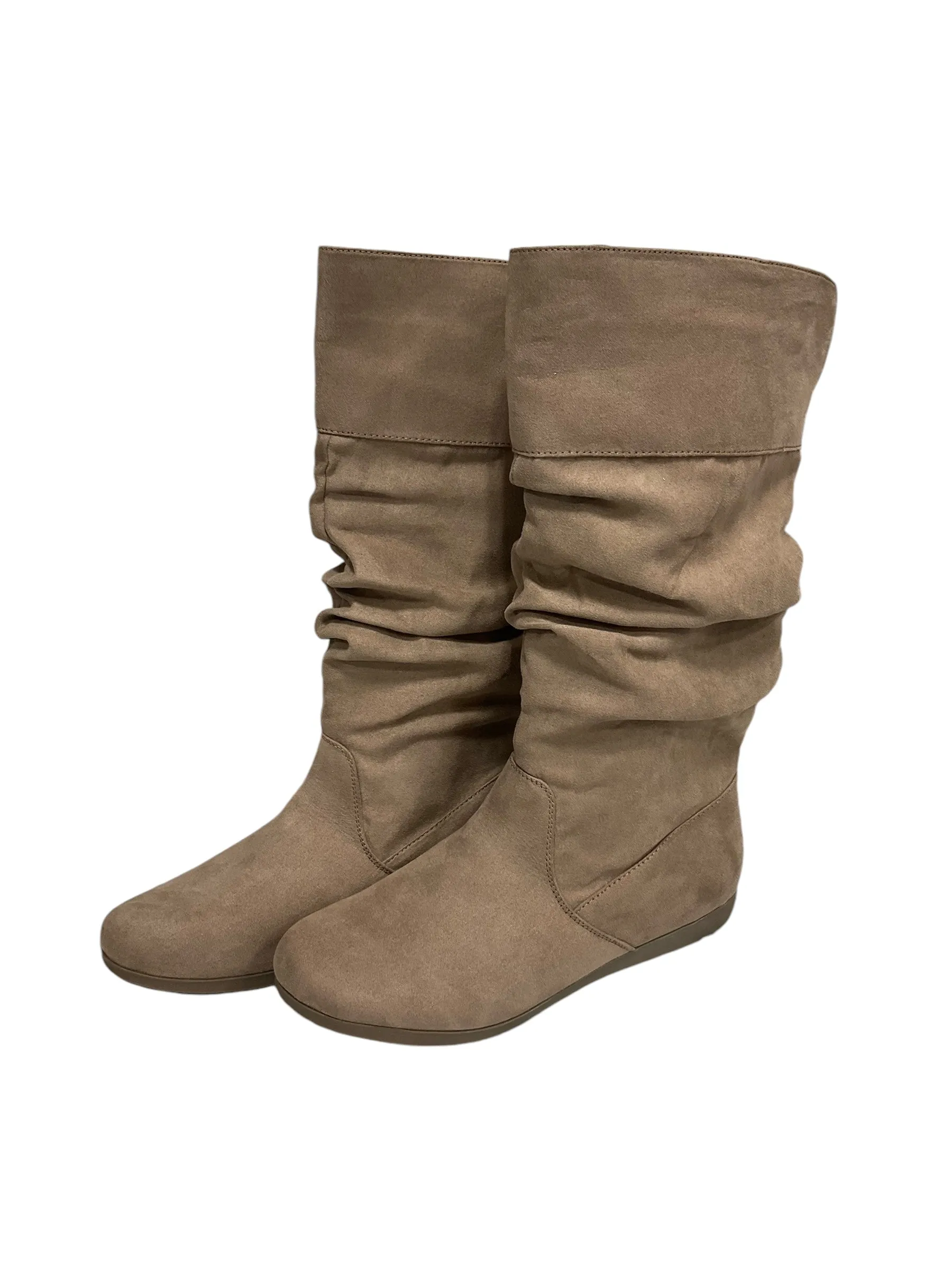 Modern Outfit Outdoor Work Boots Mid-calf Flats By Cme In Taupe, Size: 9