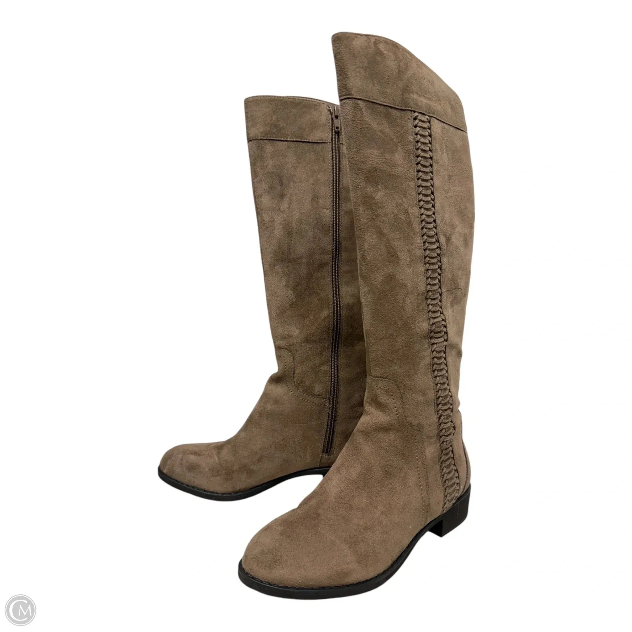 Boots Mid-calf Flats By Nine West In Tan, Size: 7.5 Street Movement Light Function