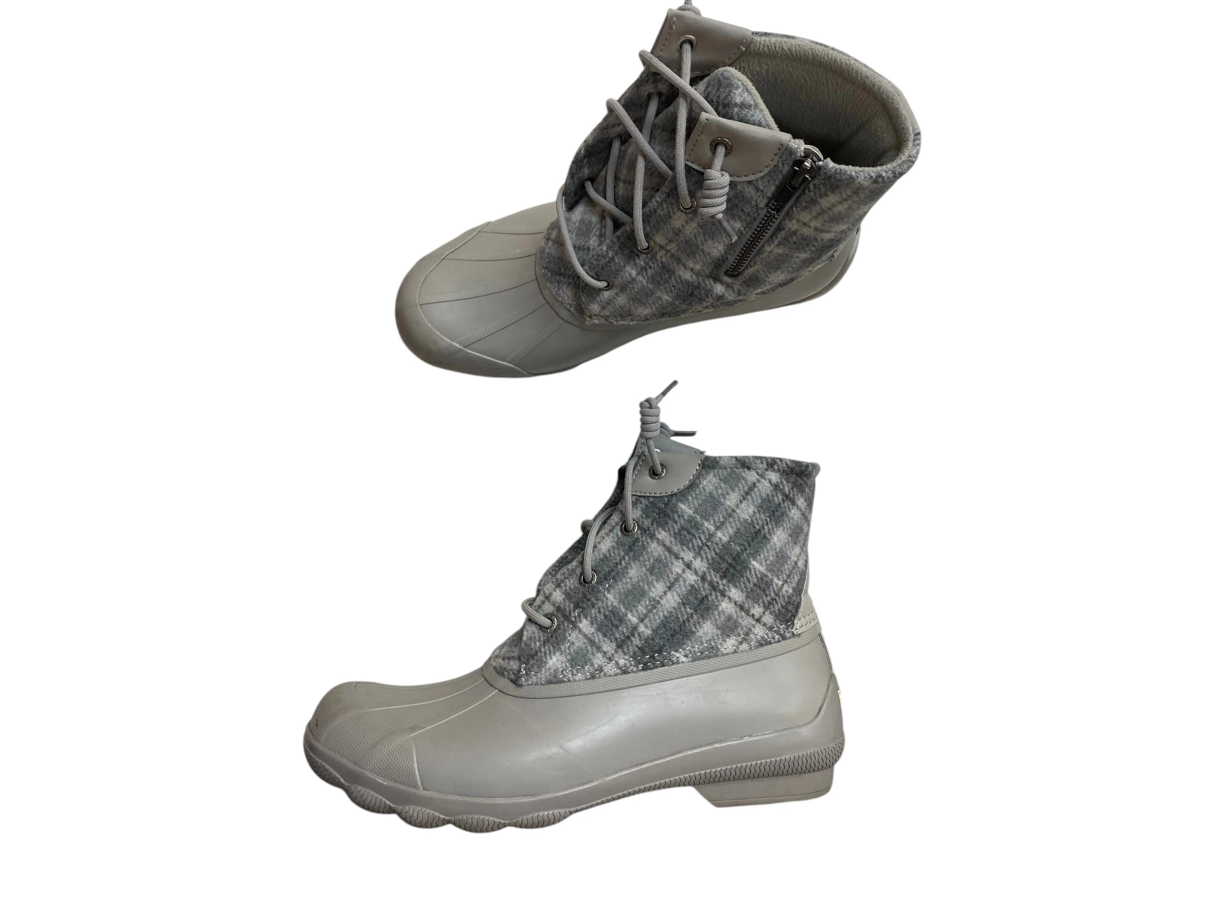Boots Mid-Calf Flats By Sperry In Grey, Size:9.5 Minimal Look Trendy Choice