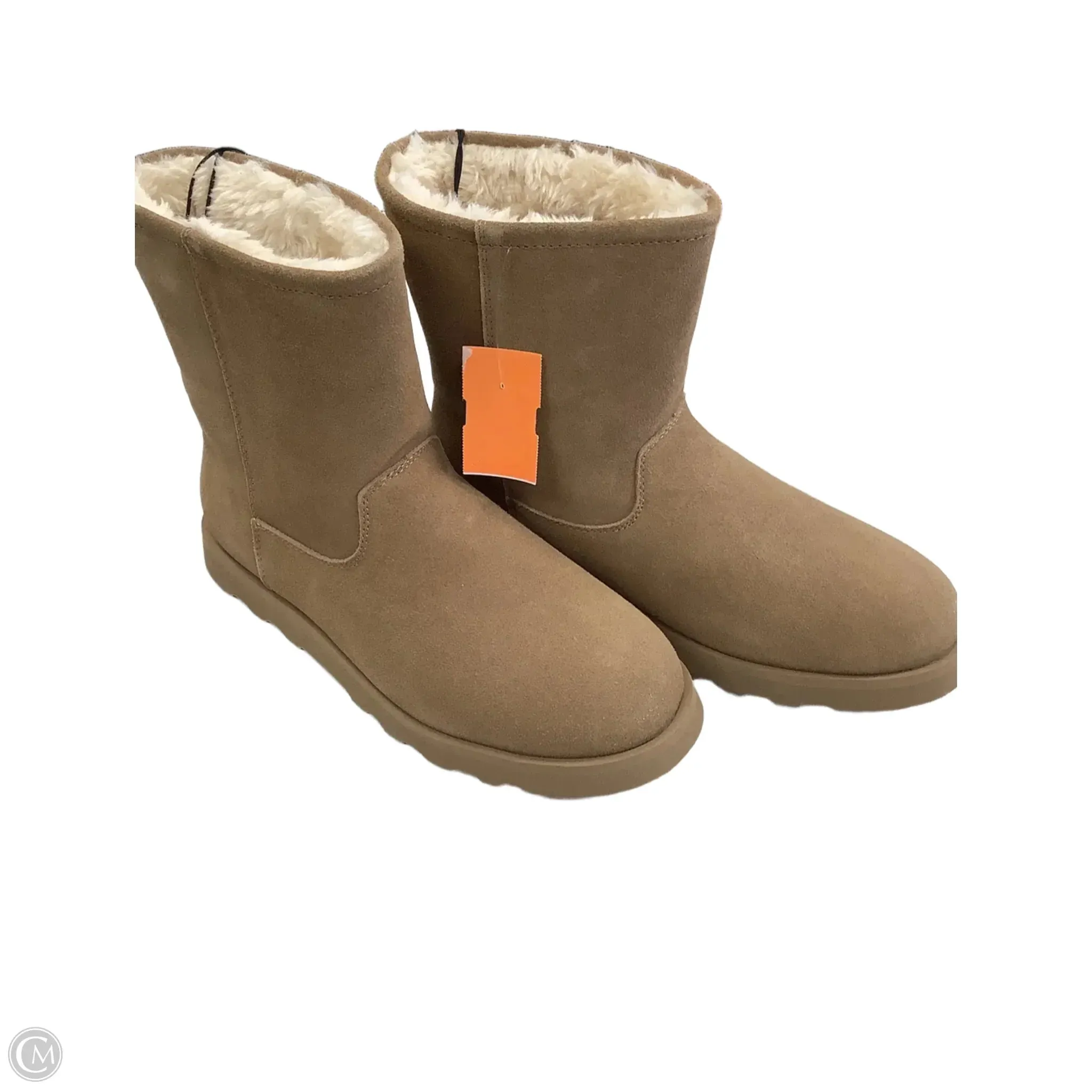light texture Boots Mid-calf Flats By Time And Tru In Brown, Size: 10