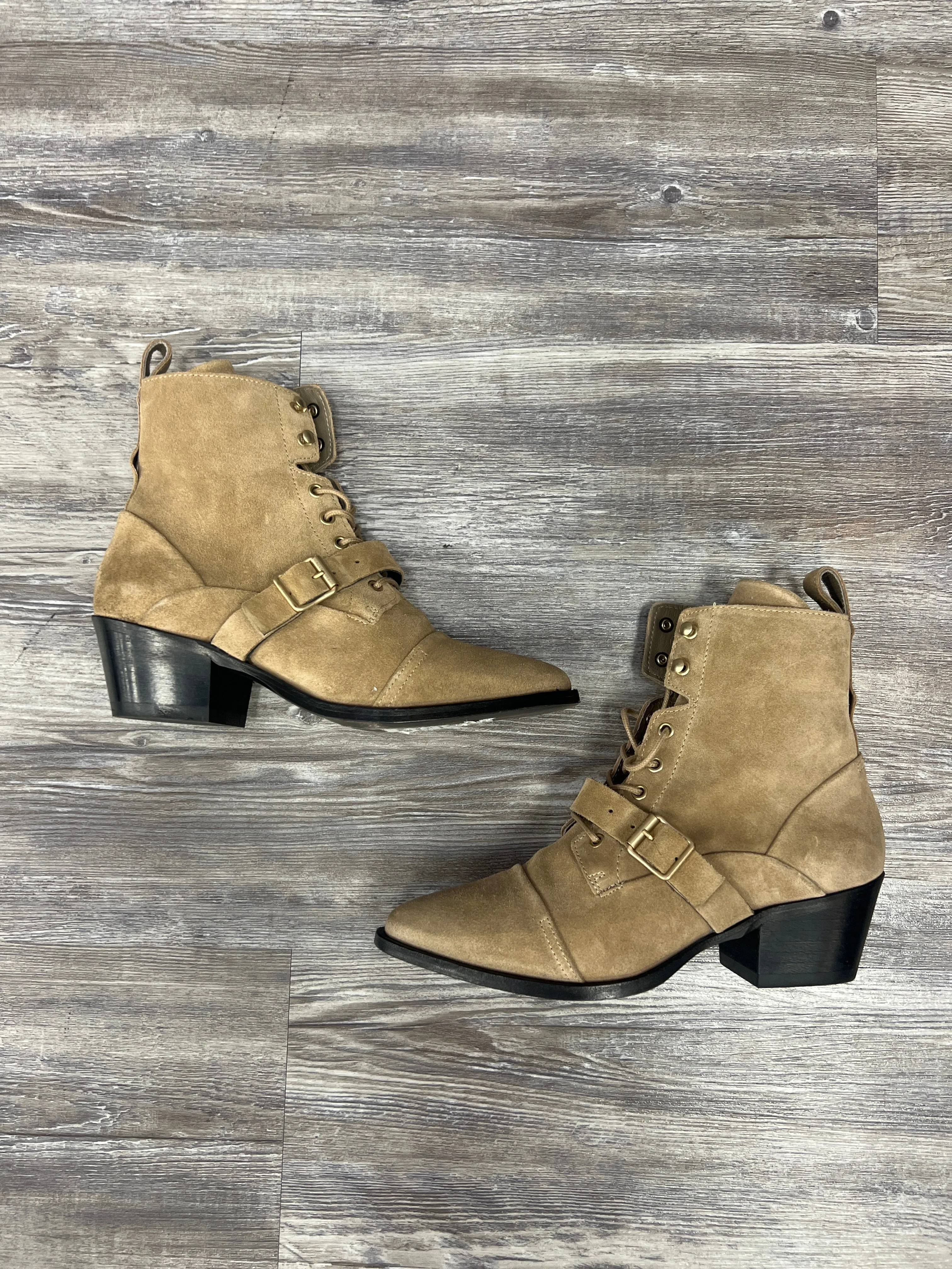 Boots Mid-calf Heels By All Saints In Tan, Size: 8 Walk Fashion