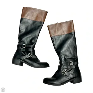 Boots Mid-calf Heels By Arizona Jeans In Black & Brown, Size: 8.5 Neutral palette