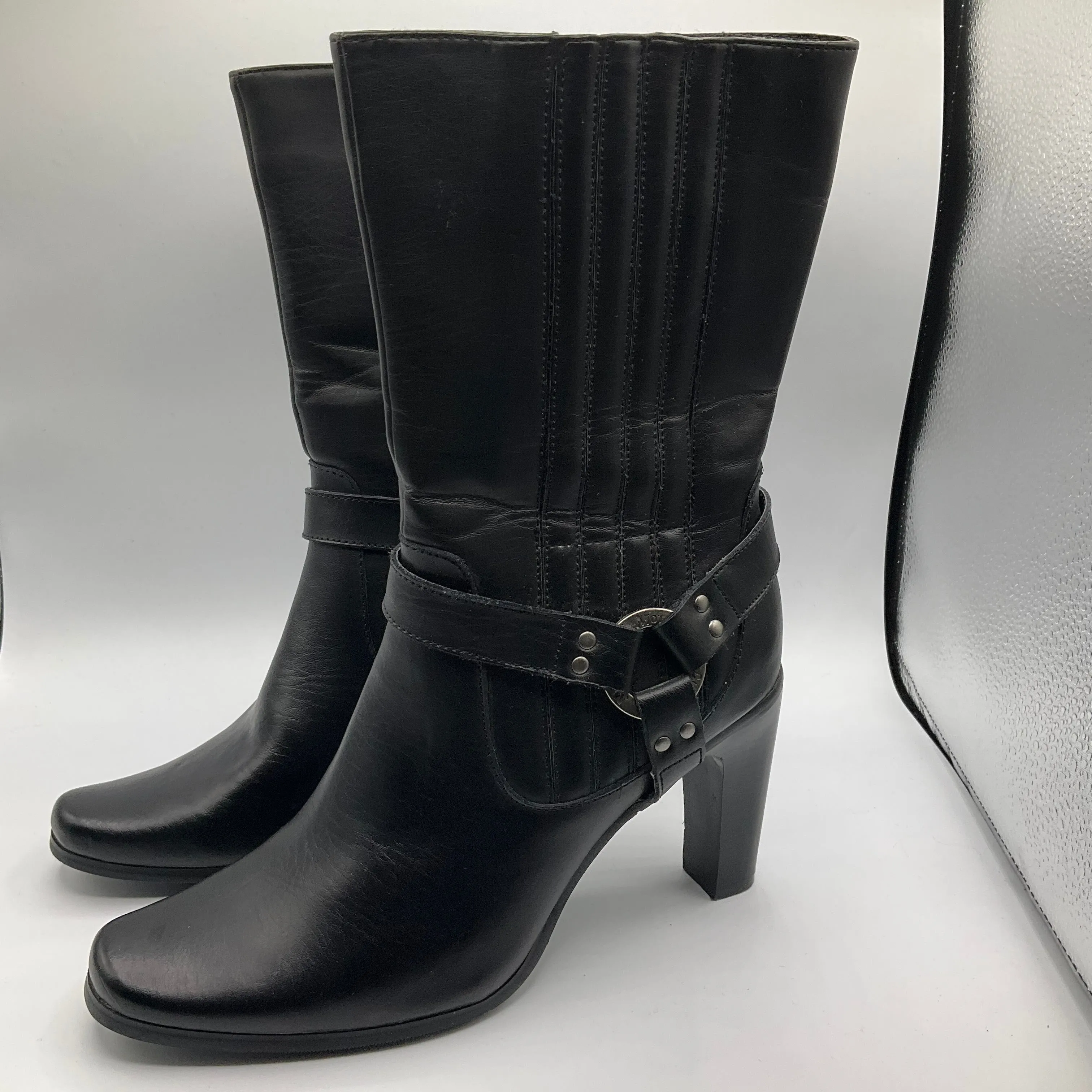 High Heel Comfort Pair Boots Mid-calf Heels By Clothes Mentor In Black, Size: 9