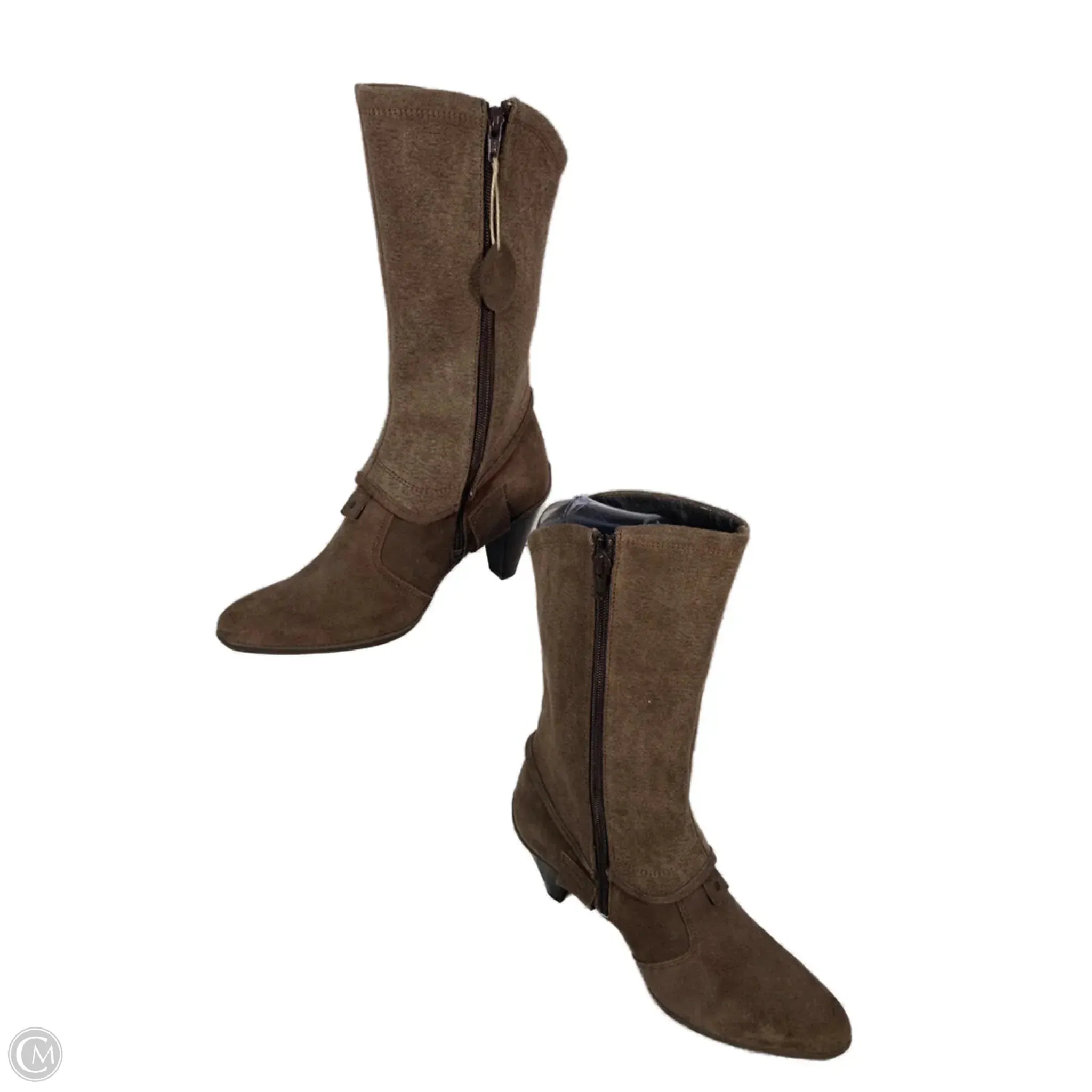 Boots Mid-calf Heels By Clothes Mentor In Brown, Size: 8.5 Chic Boot Style