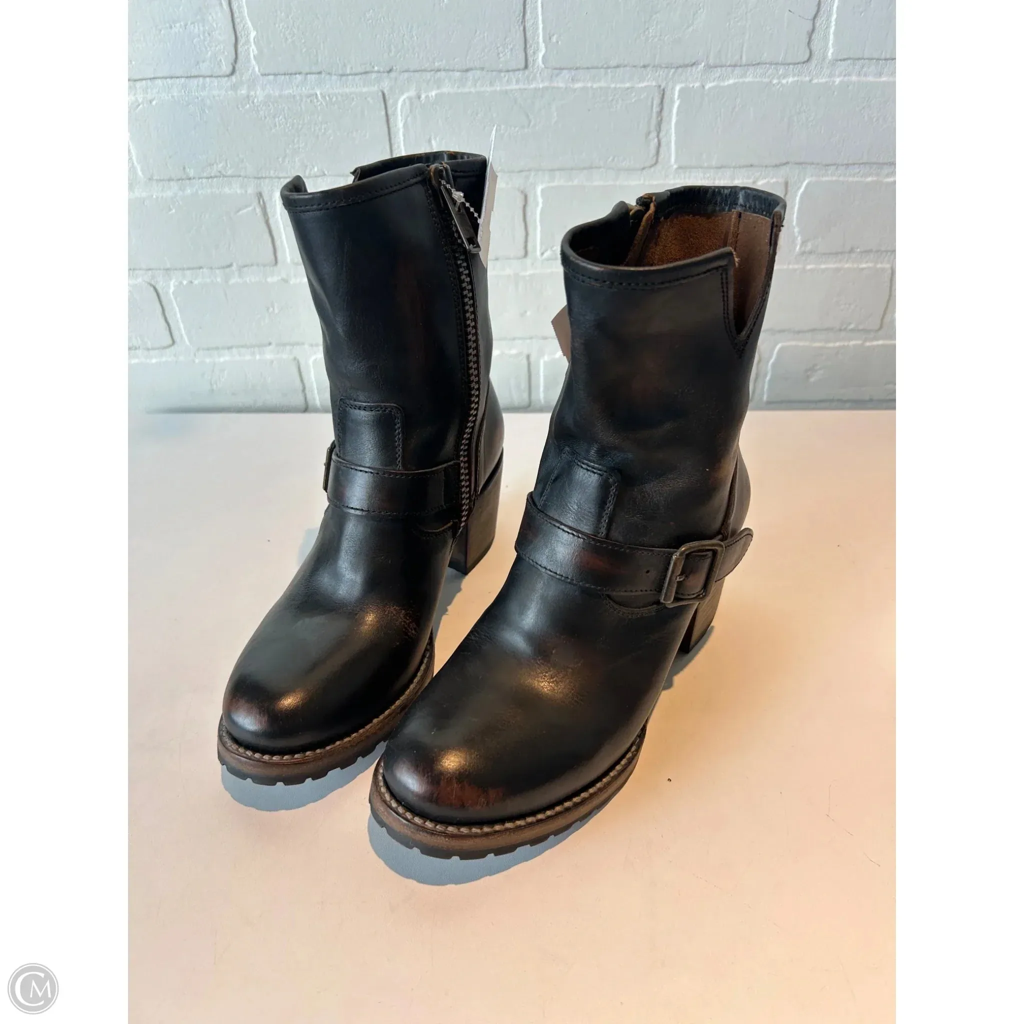 Clean Finish Boots Mid-calf Heels By Freebird In Brown, Size: 8