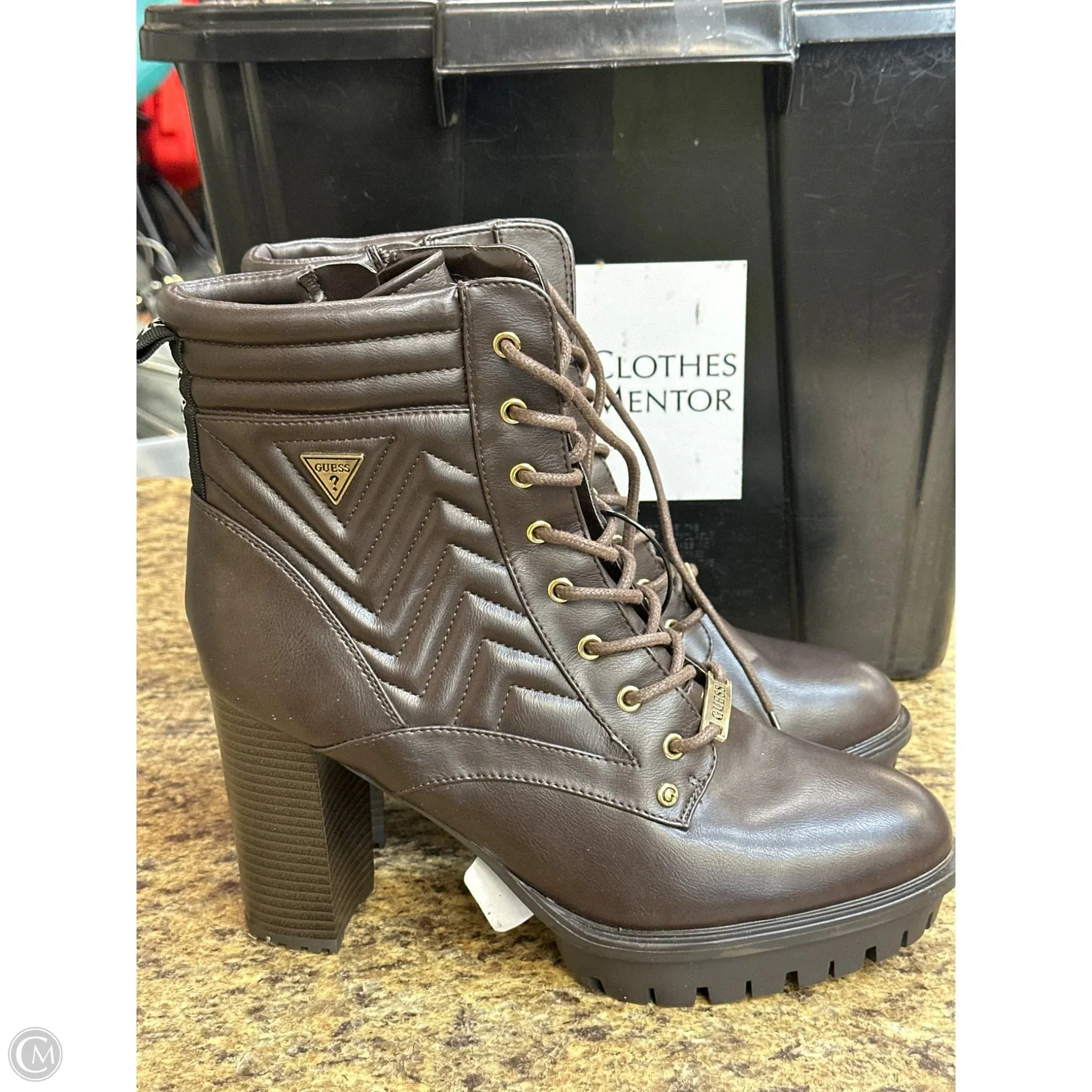 Boots Mid-calf Heels By Guess In Brown, Size: 11 Soft Step Timeless Fashion