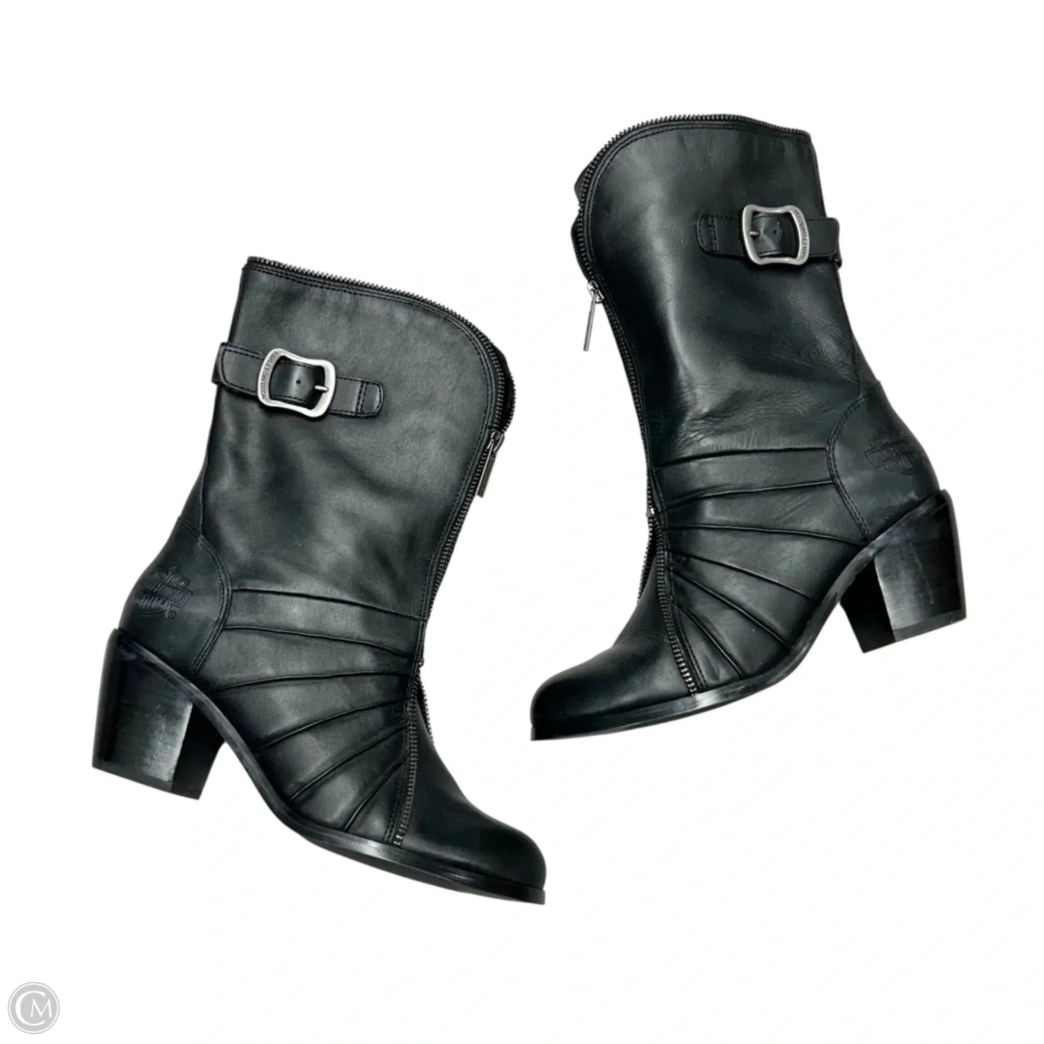Classic Boot Look Boots Mid-calf Heels By Harley Davidson In Black, Size: 7.5